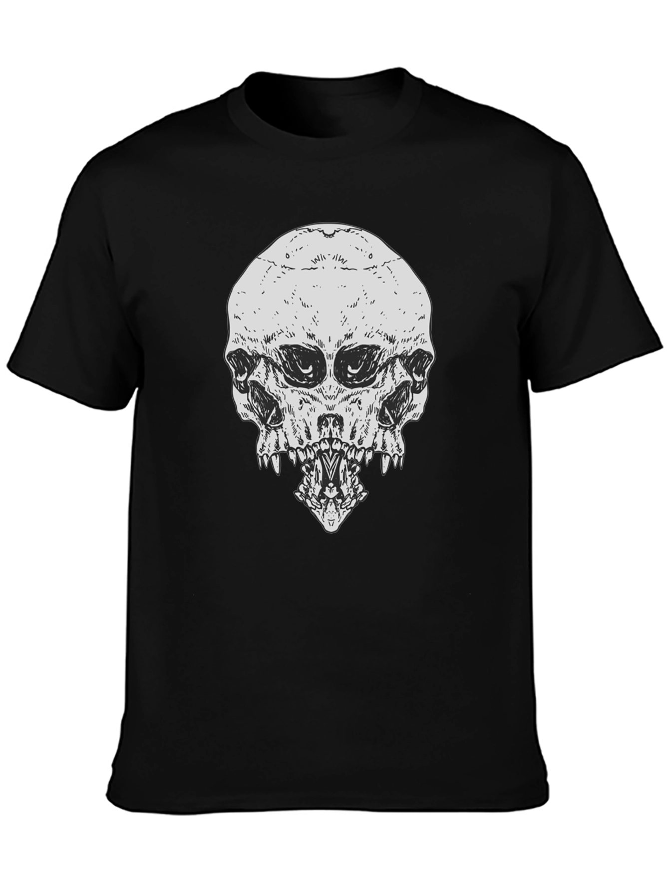 Black Skull Graphic Print T-Shirt view 3