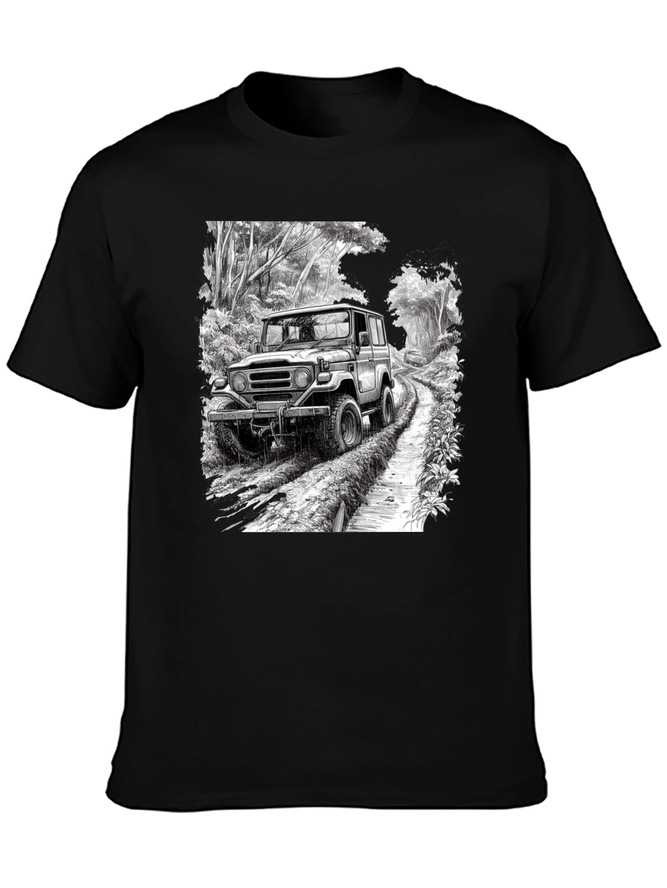 Black Off-Road Vehicle Graphic Tee - Black Cotton Blend view 3