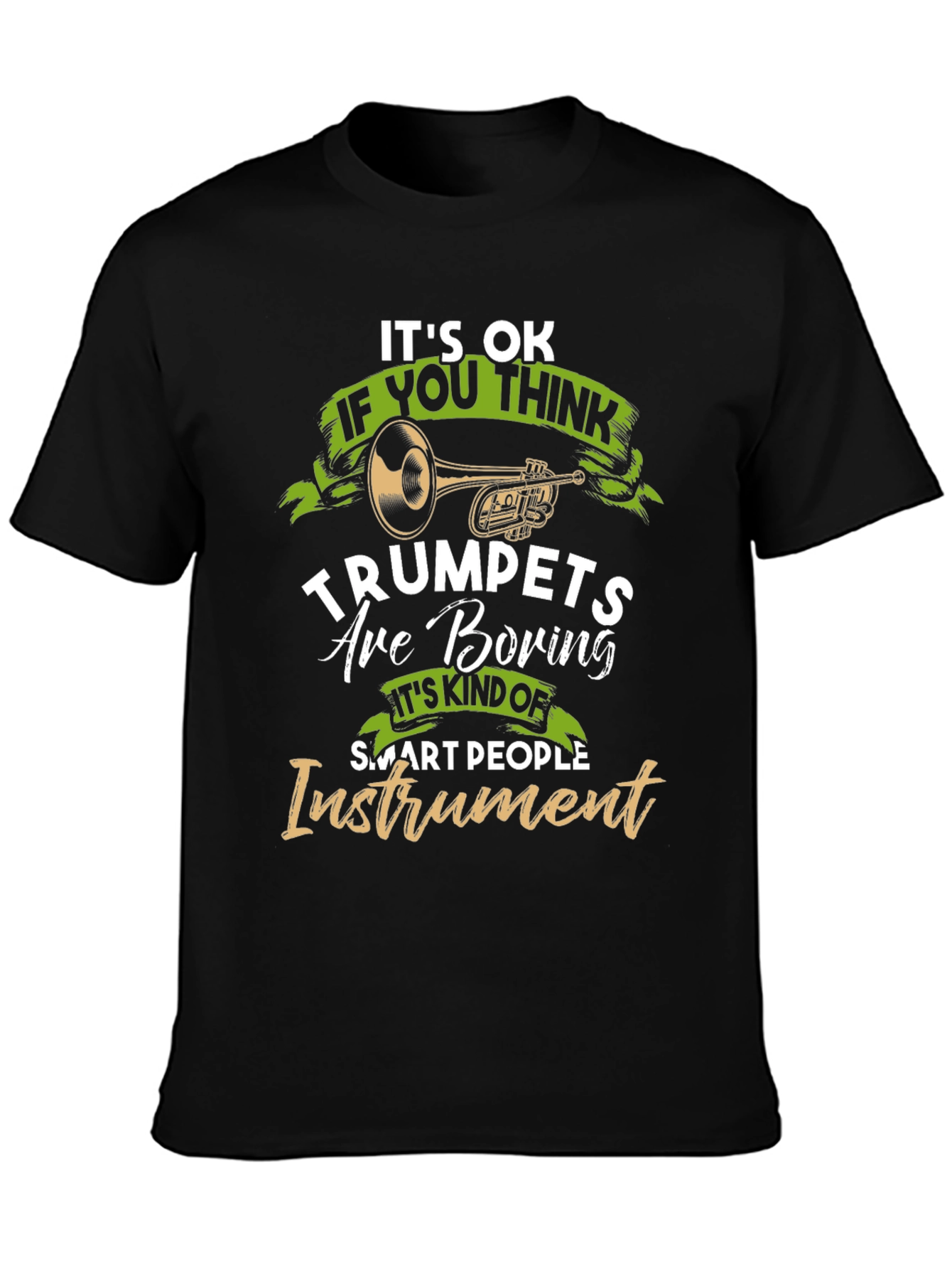 Black Funny Trumpet Player Graphic T-Shirt view 3