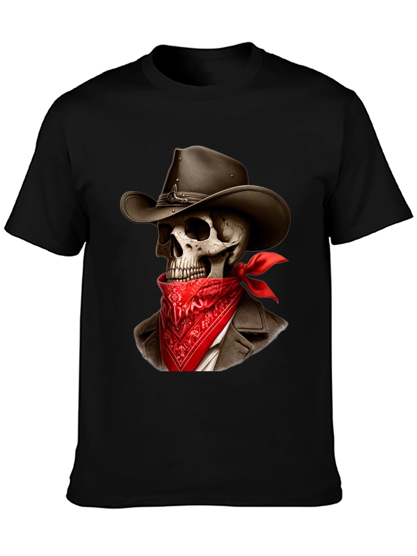 Black Cowboy Skeleton Graphic Tee - Western Style Shirt view 3