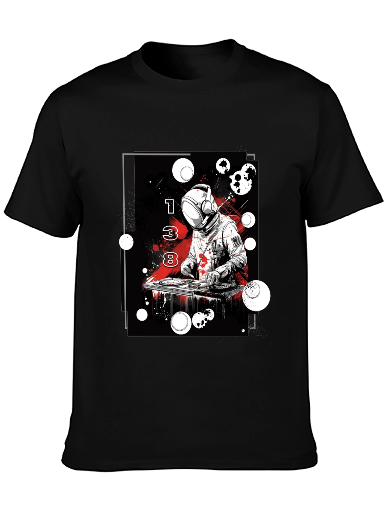 Black Astronaut DJ Graphic Tee - Black Cotton Blend view 3