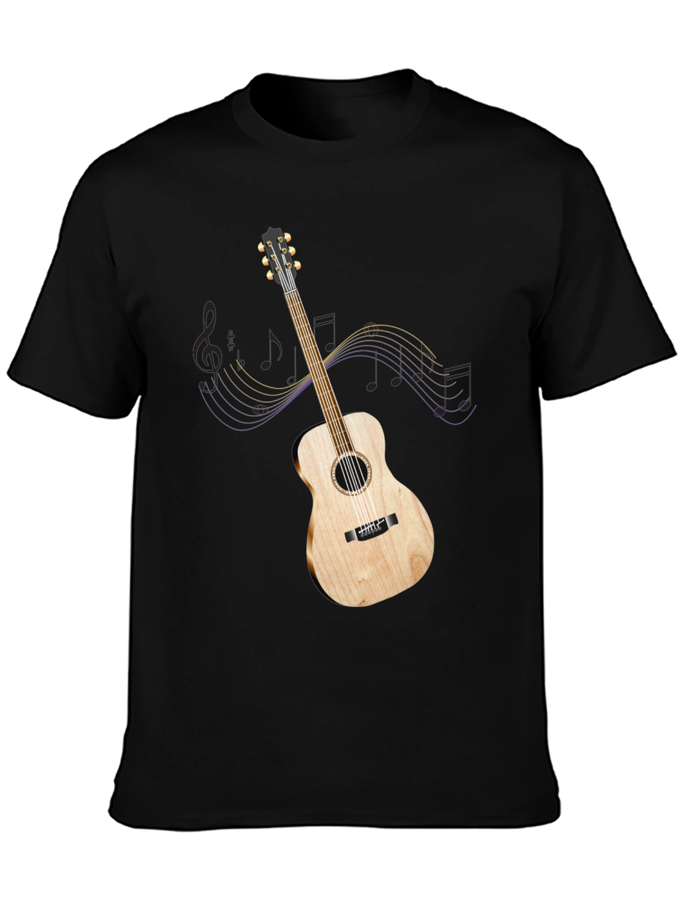 Black Acoustic Guitar Graphic Tee - Music Lover Shirt view 3