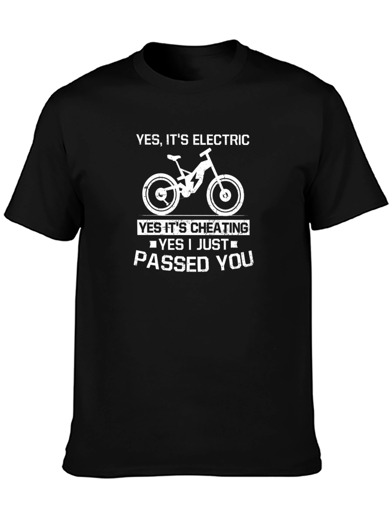 Black Electric Bike T-Shirt - I Just Passed You view 3