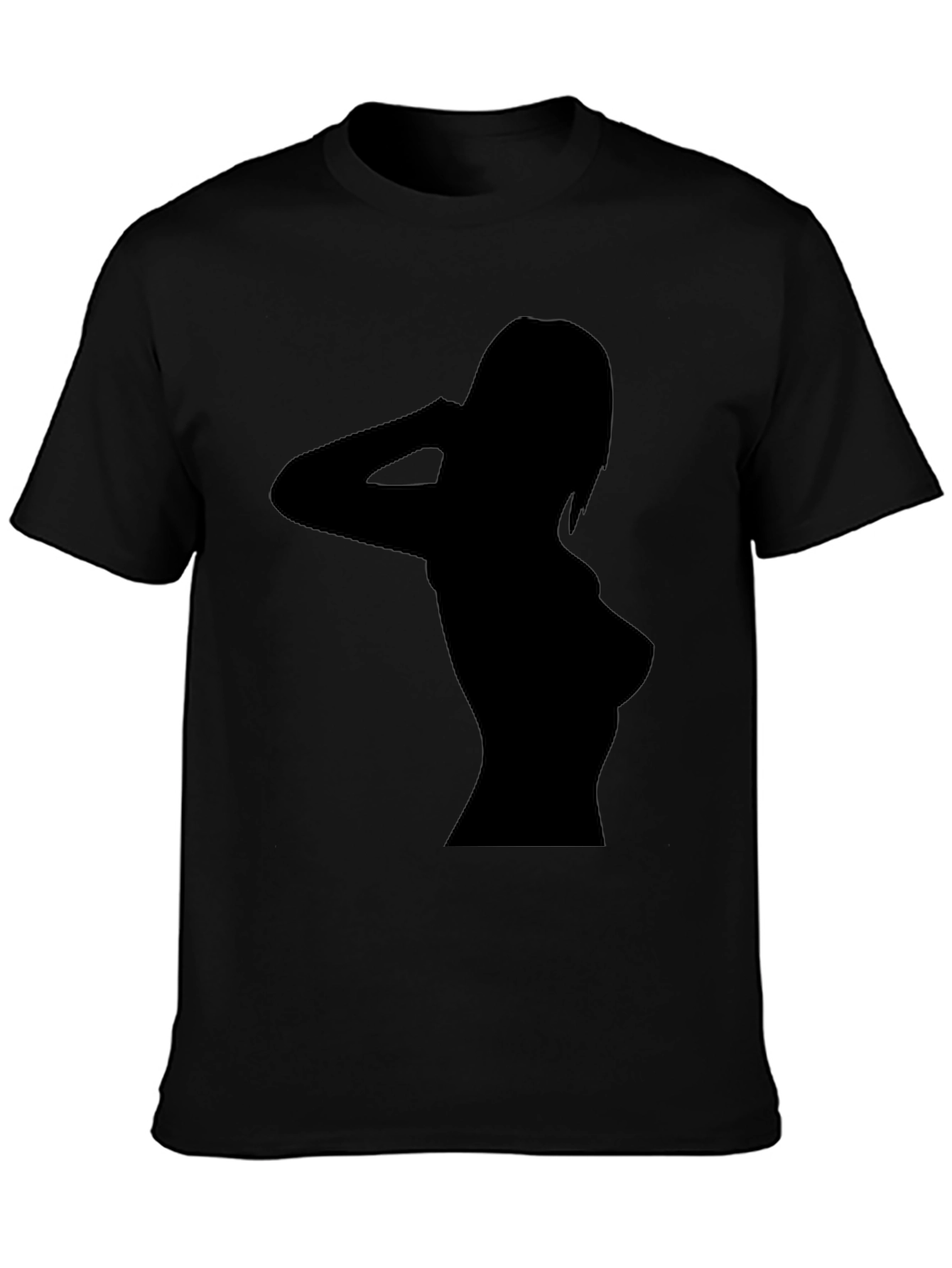 Black Sleek Black T-Shirt with Silhouette Design view 3