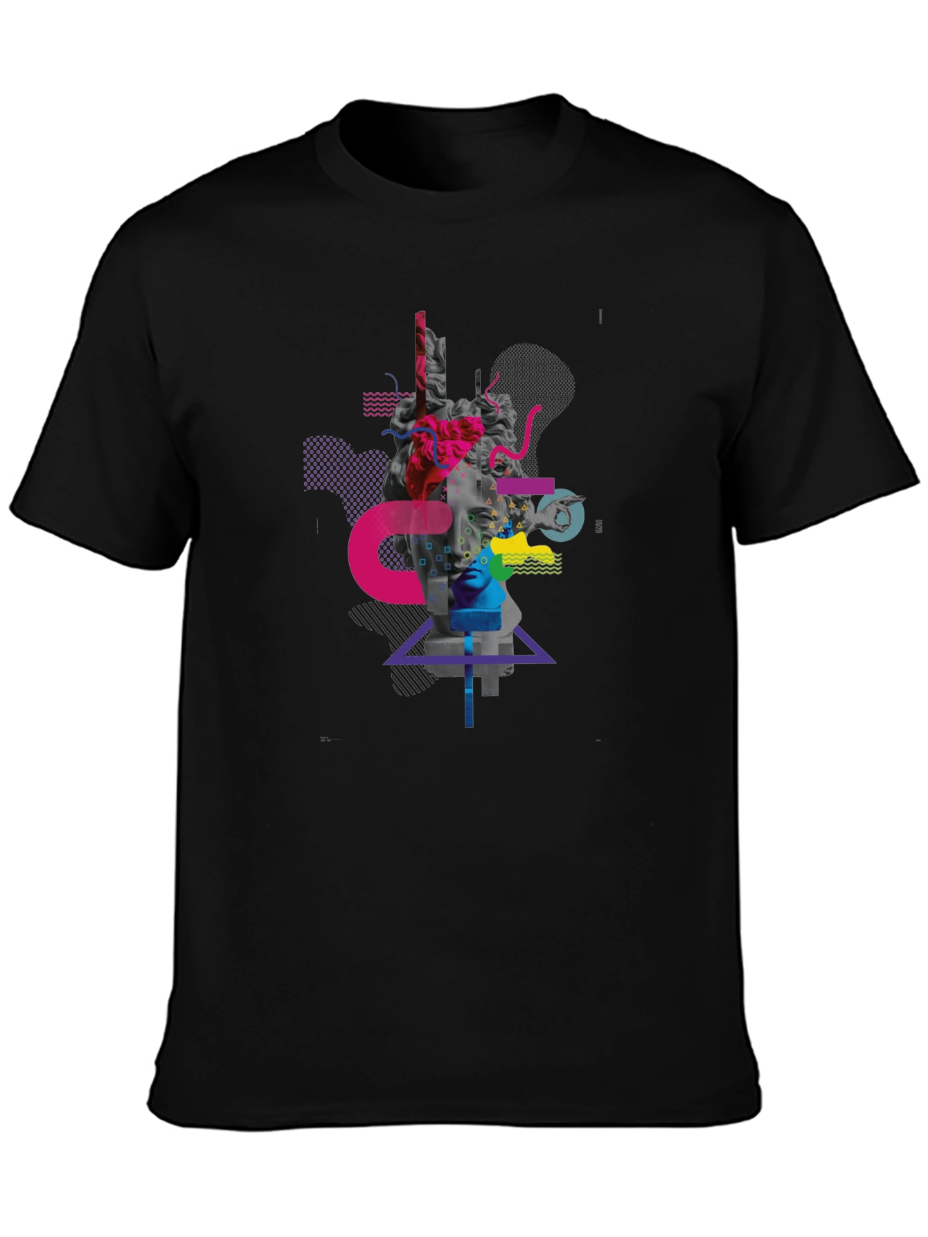 Black Abstract Statue Graphic Tee - Modern Art Shirt view 3
