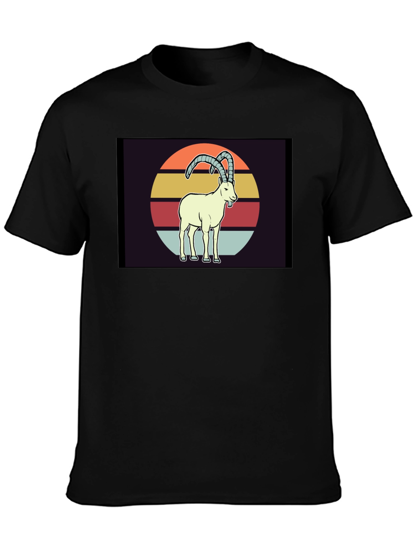 Black Retro Ibex T-Shirt - Vintage Style Goat Tee view 3