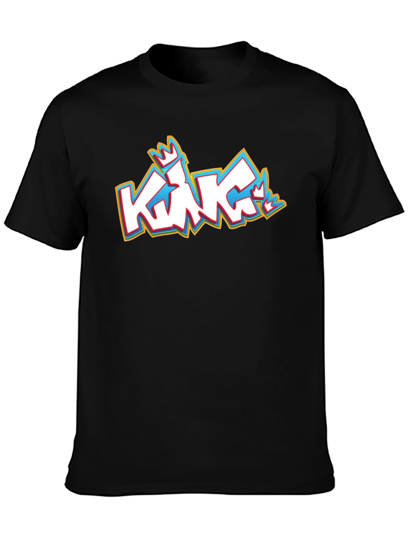 Black King Graffiti Style Black Graphic T-Shirt view 3