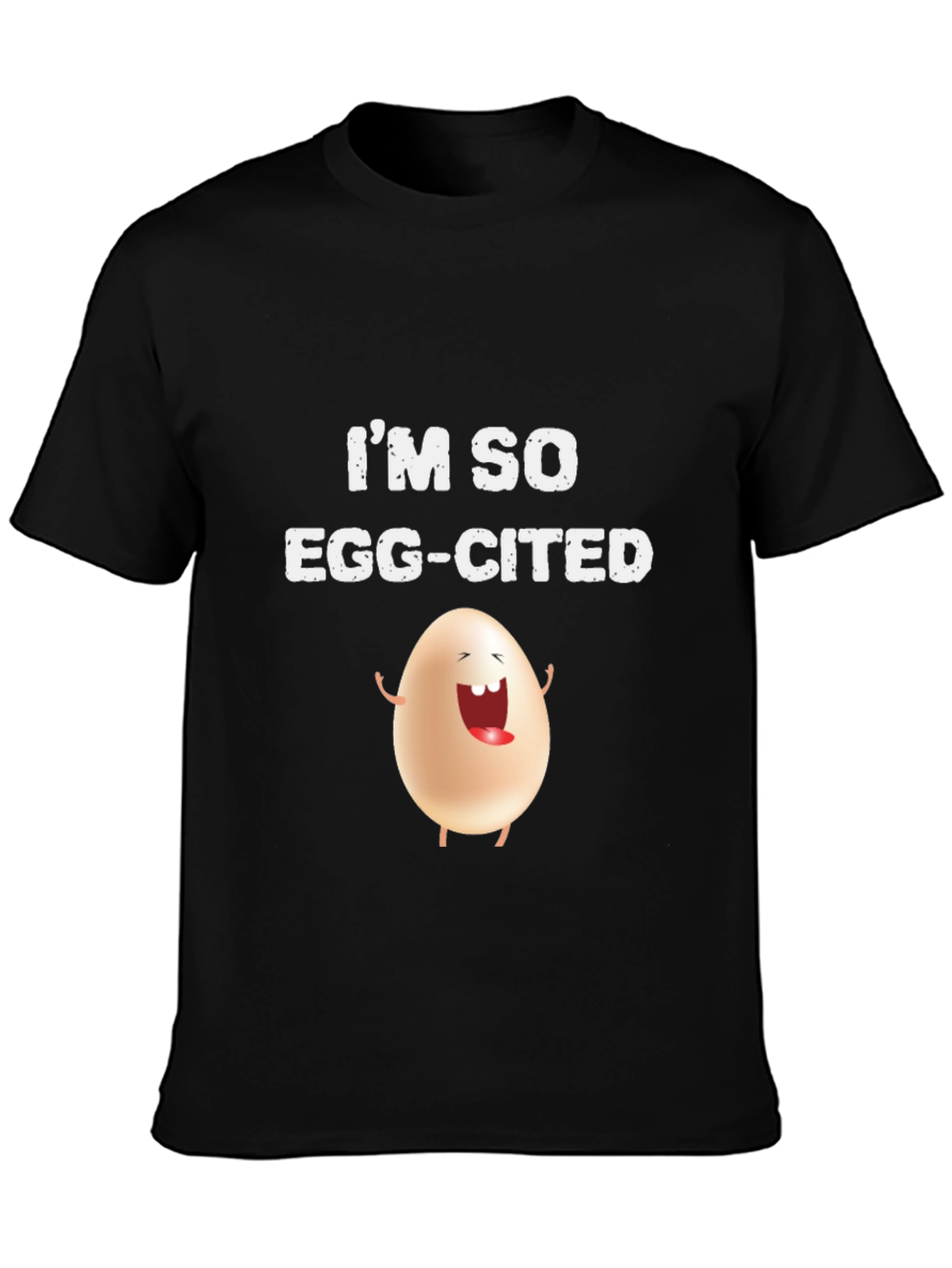 Black Funny Egg-Cited T-Shirt view 3