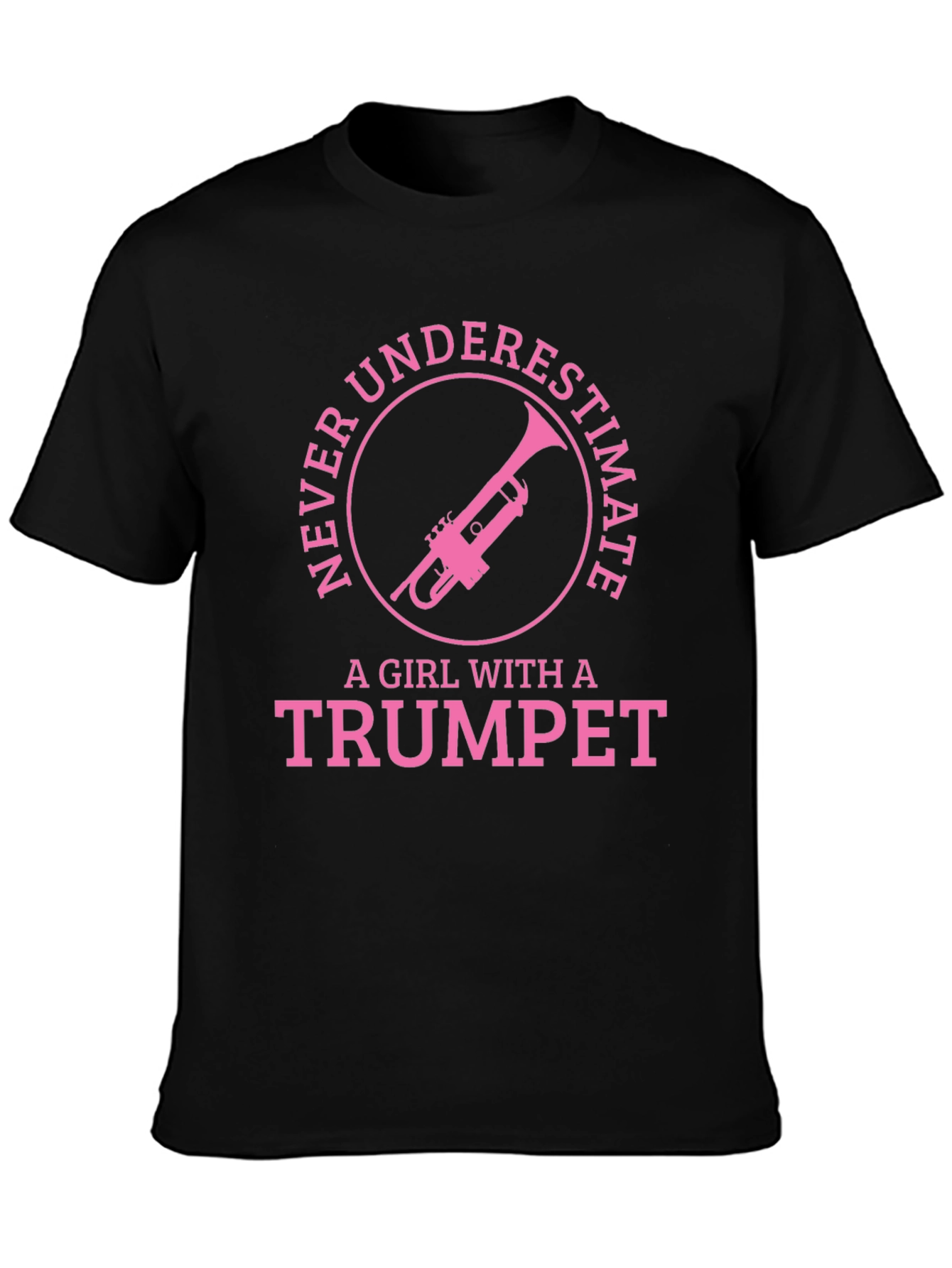 Black Trumpet Girl T-Shirt - Musician Gift view 3