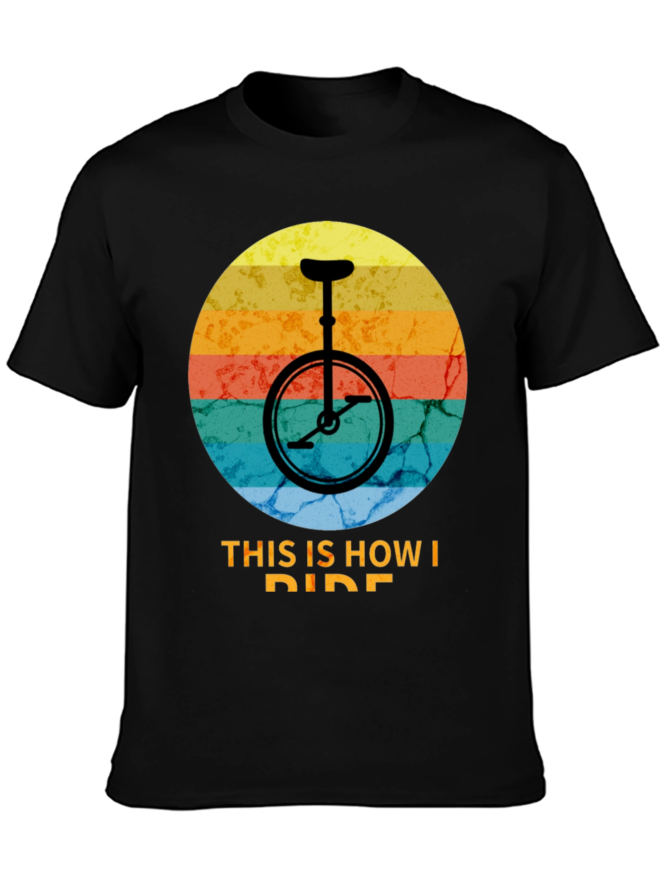 Black Retro Unicycle T-Shirt - This Is How I Ride view 3
