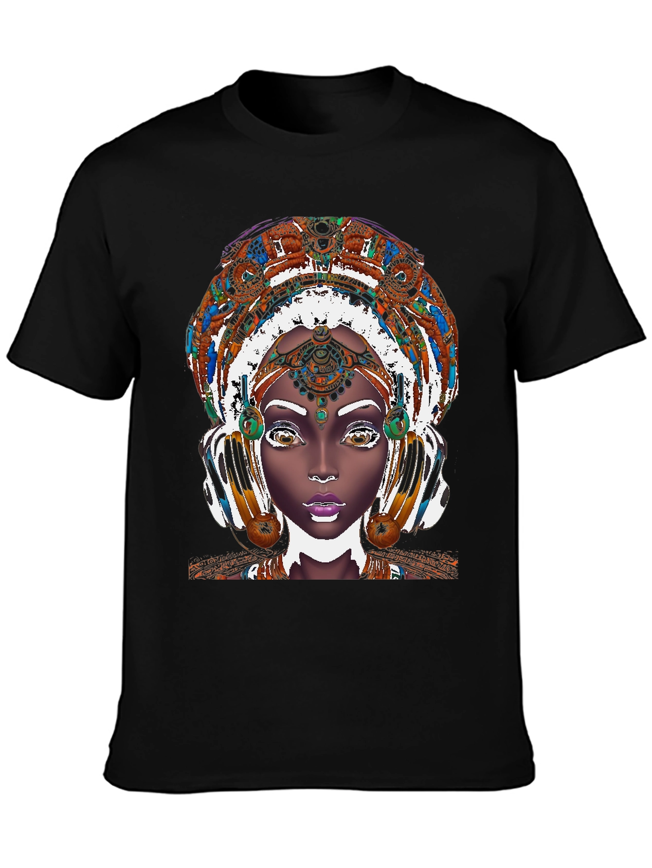 Black Ethnic Queen T-Shirt - Unique Graphic Tee view 3