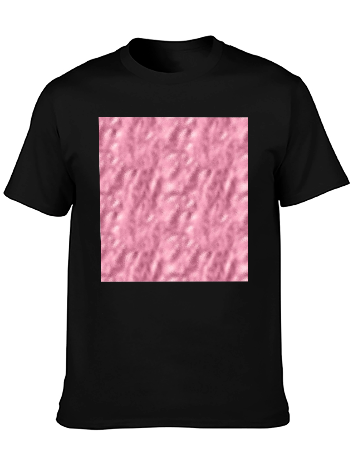Black Black Cotton Blend T-Shirt with Pink Textured Print view 3