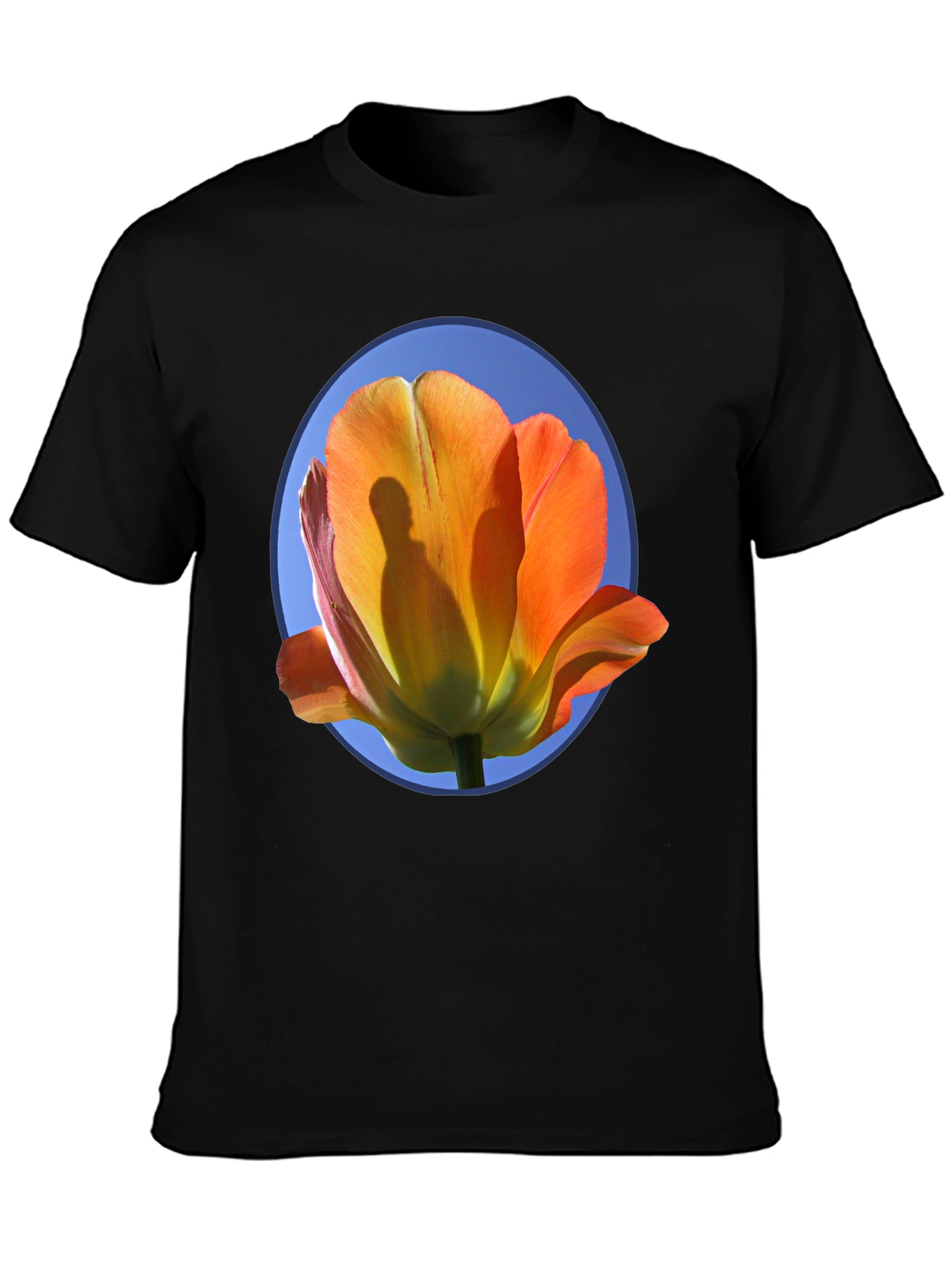 Black Floral Graphic Tee - Artistic Tulip Design view 3