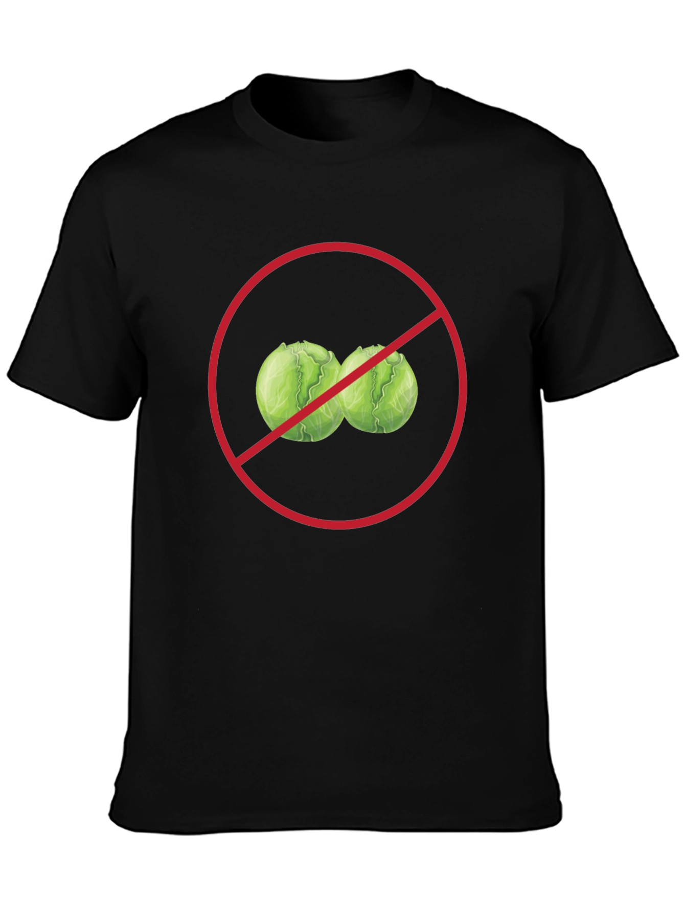 Black No Cabbage Funny Graphic T-Shirt view 3
