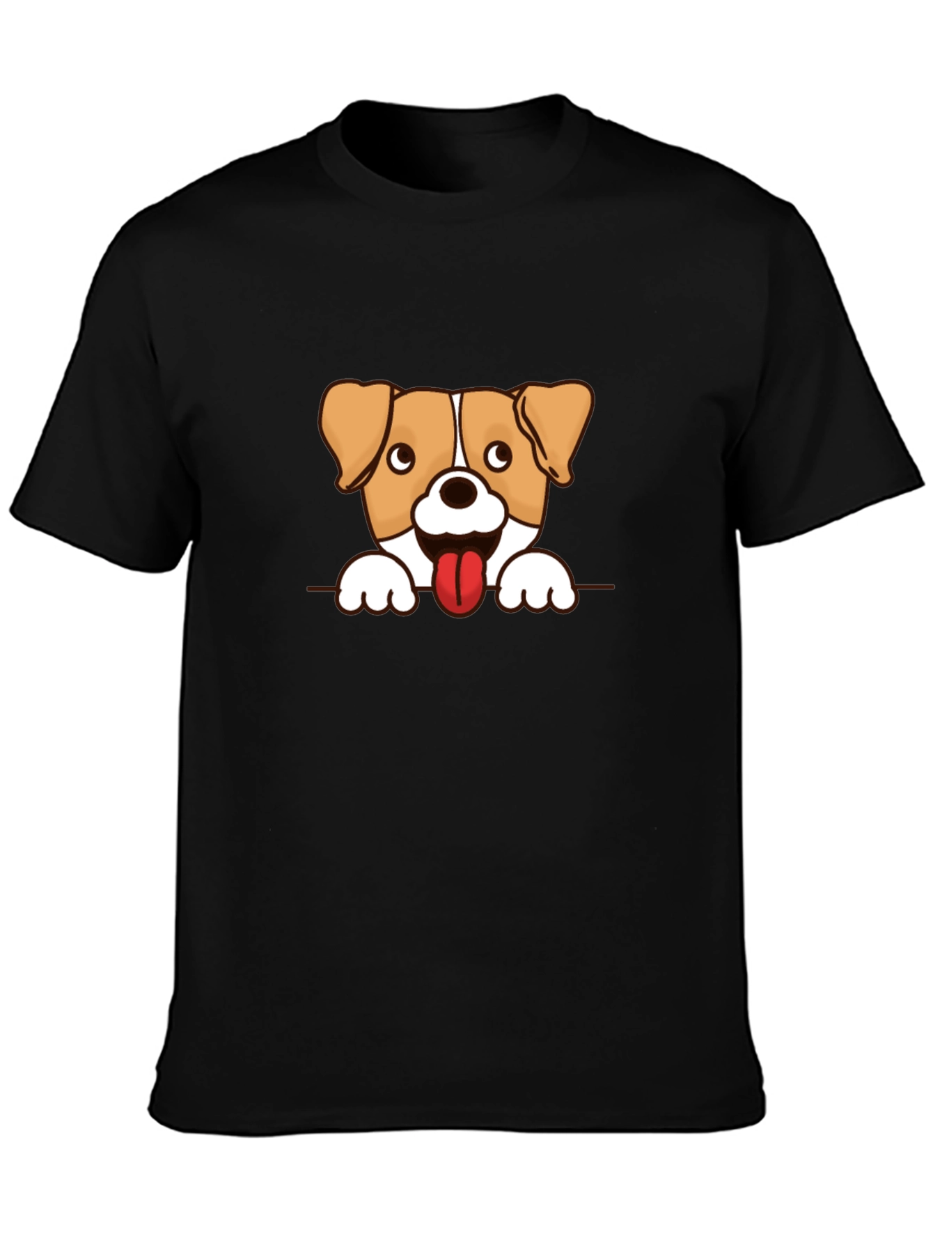 Black Cute Dog Graphic Tee - Black Short Sleeve T-Shirt view 3