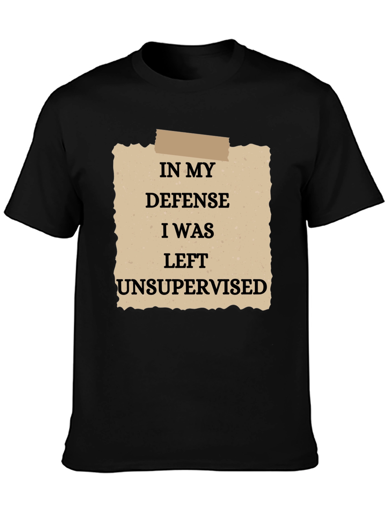 Black Funny "In My Defense" Graphic T-Shirt view 3