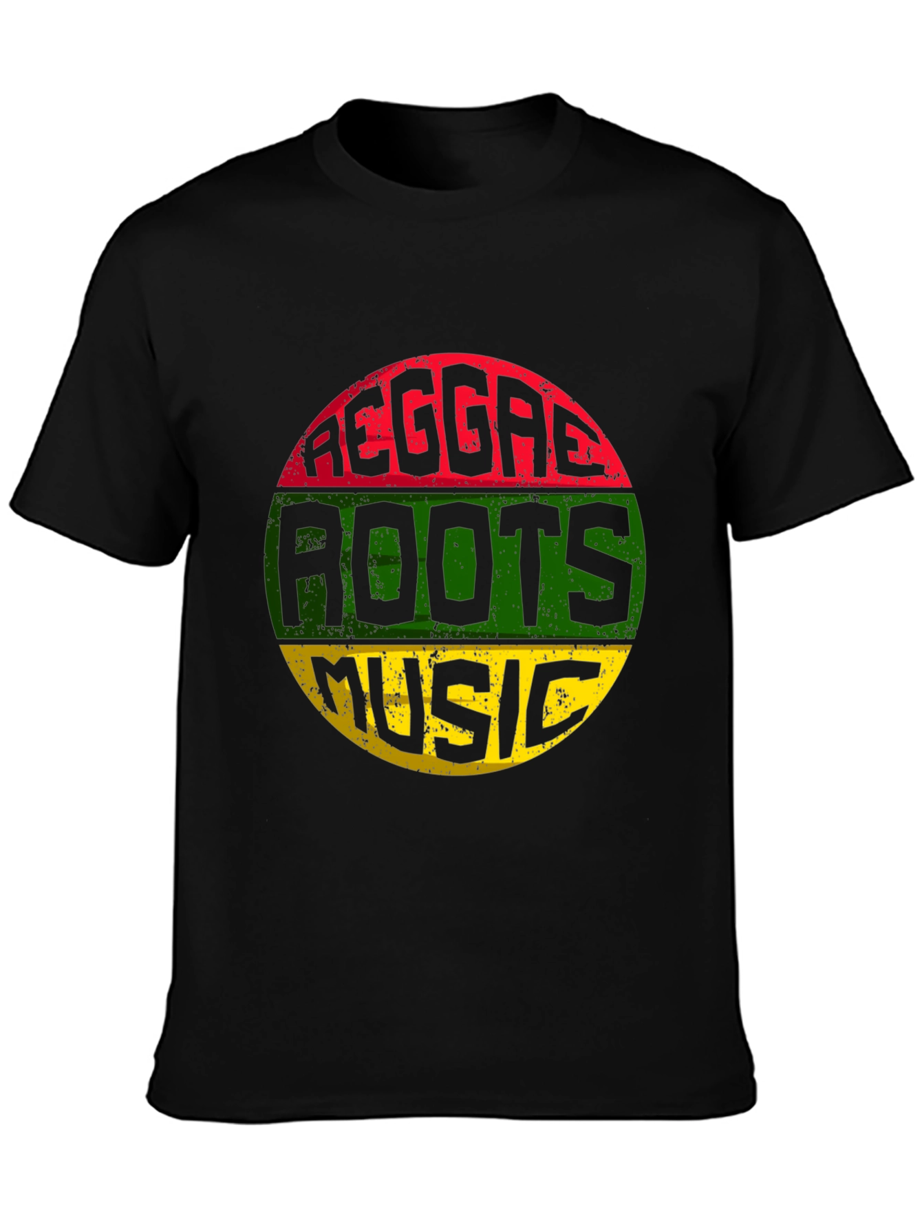 Black Reggae Roots Music T-Shirt - Black view 3