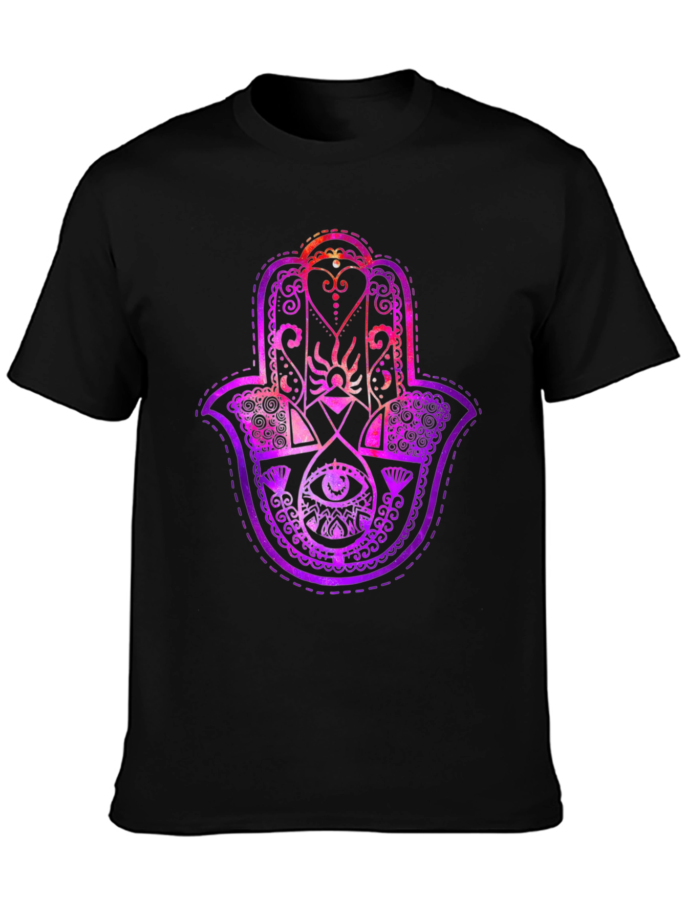 Black Hamsa Hand Graphic Tee - Spiritual Protection T-Shirt view 3