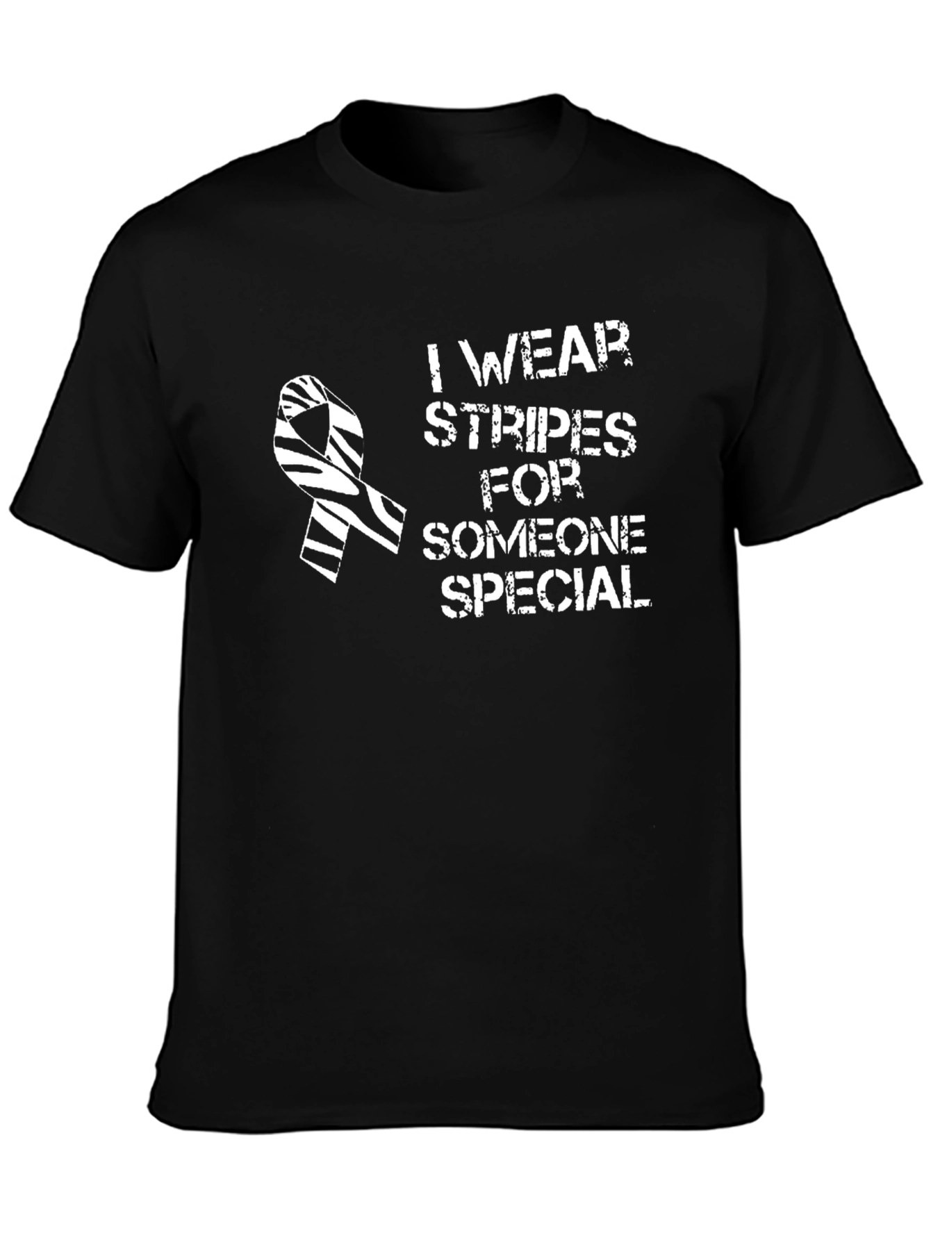 Black Zebra Stripe Ribbon Awareness T-Shirt - I Wear Stripes view 3