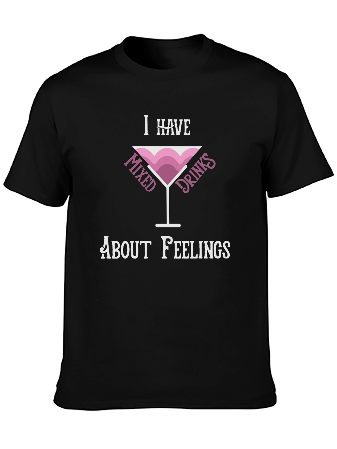 Black Mixed Drinks Feelings Tee - Humorous Graphic T-Shirt view 3