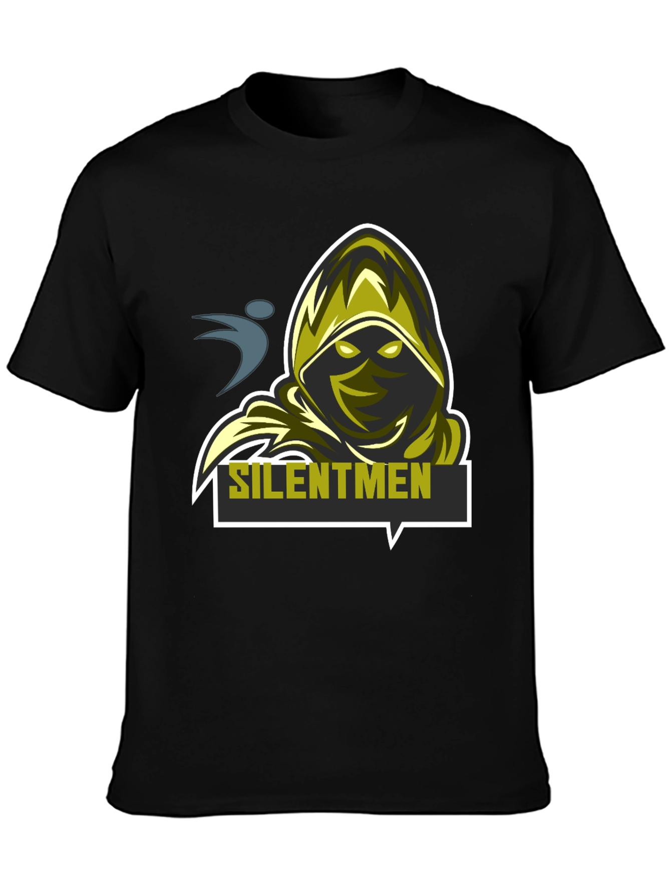 Black Silentmen Graphic Black T-Shirt - Gamer Style view 3