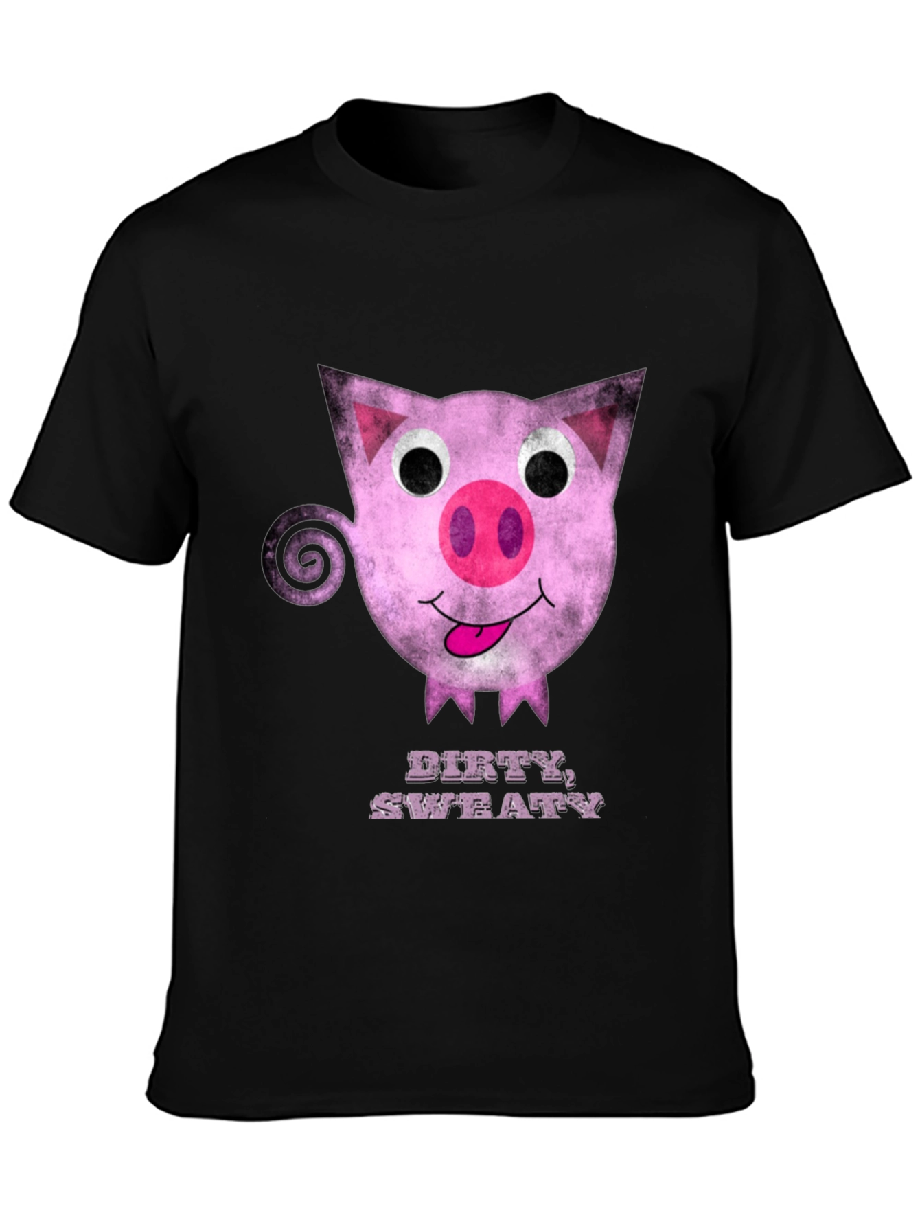 Black Dirty Sweaty Pig Graphic Tee - Black Cotton T-Shirt view 3
