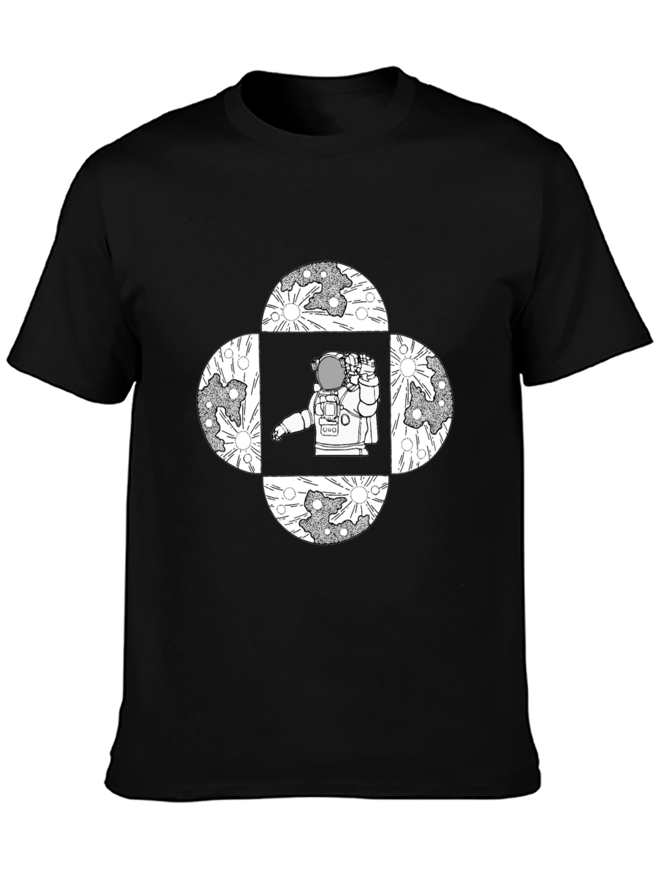 Black Astronaut Moon T-Shirt - Space Graphic Tee view 3