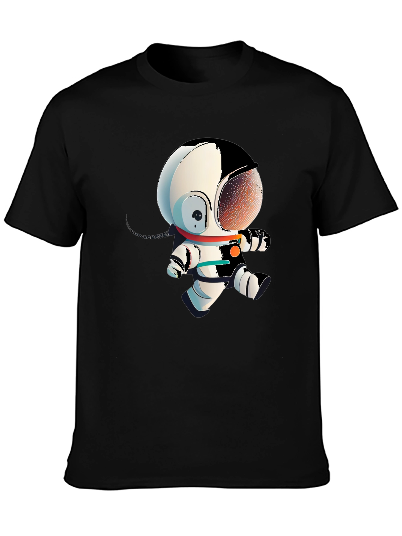 Black Astronaut Cartoon Graphic Tee - Black view 3
