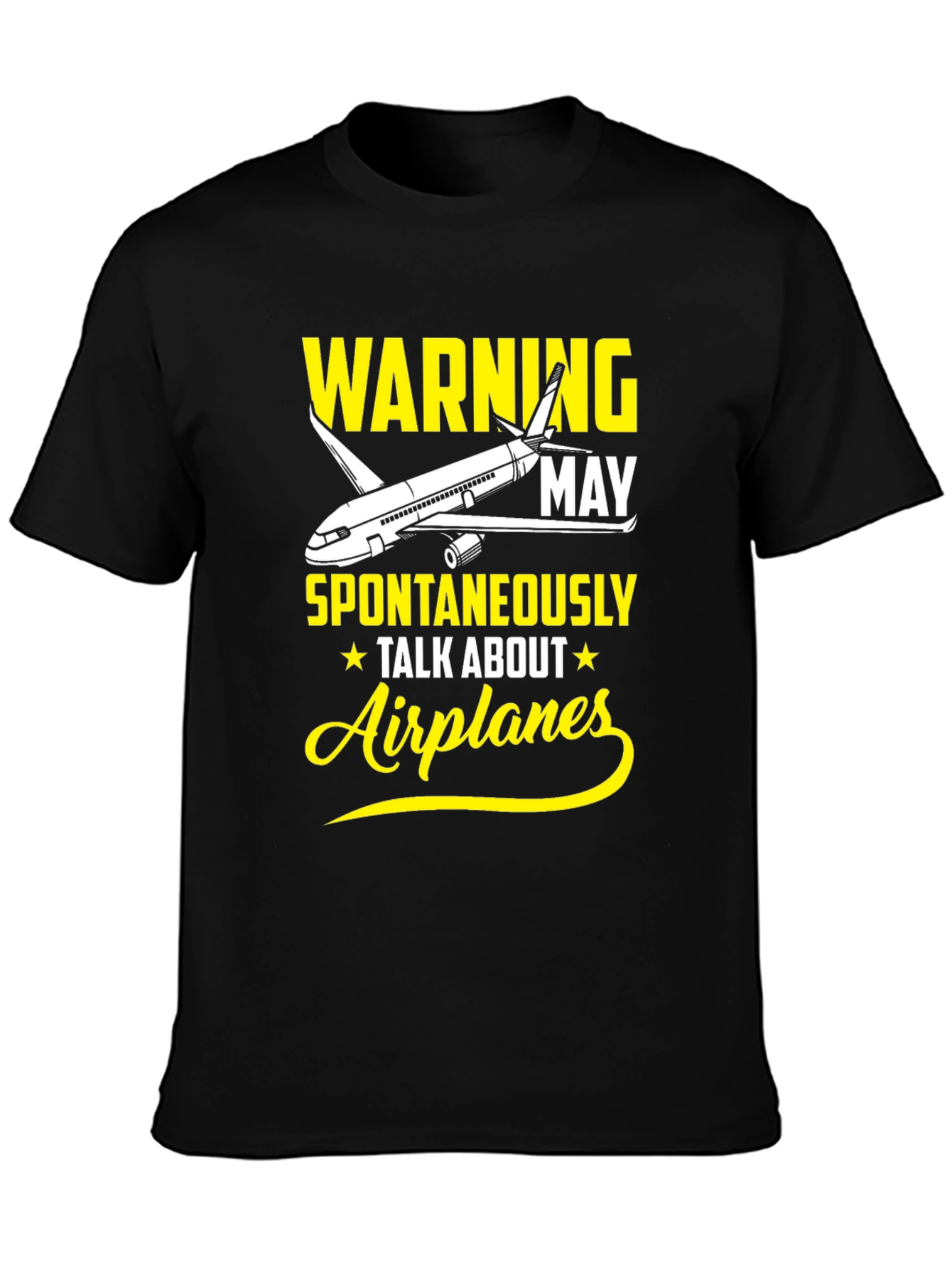 Black Warning May Spontaneously Talk About Airplanes T-Shirt view 3