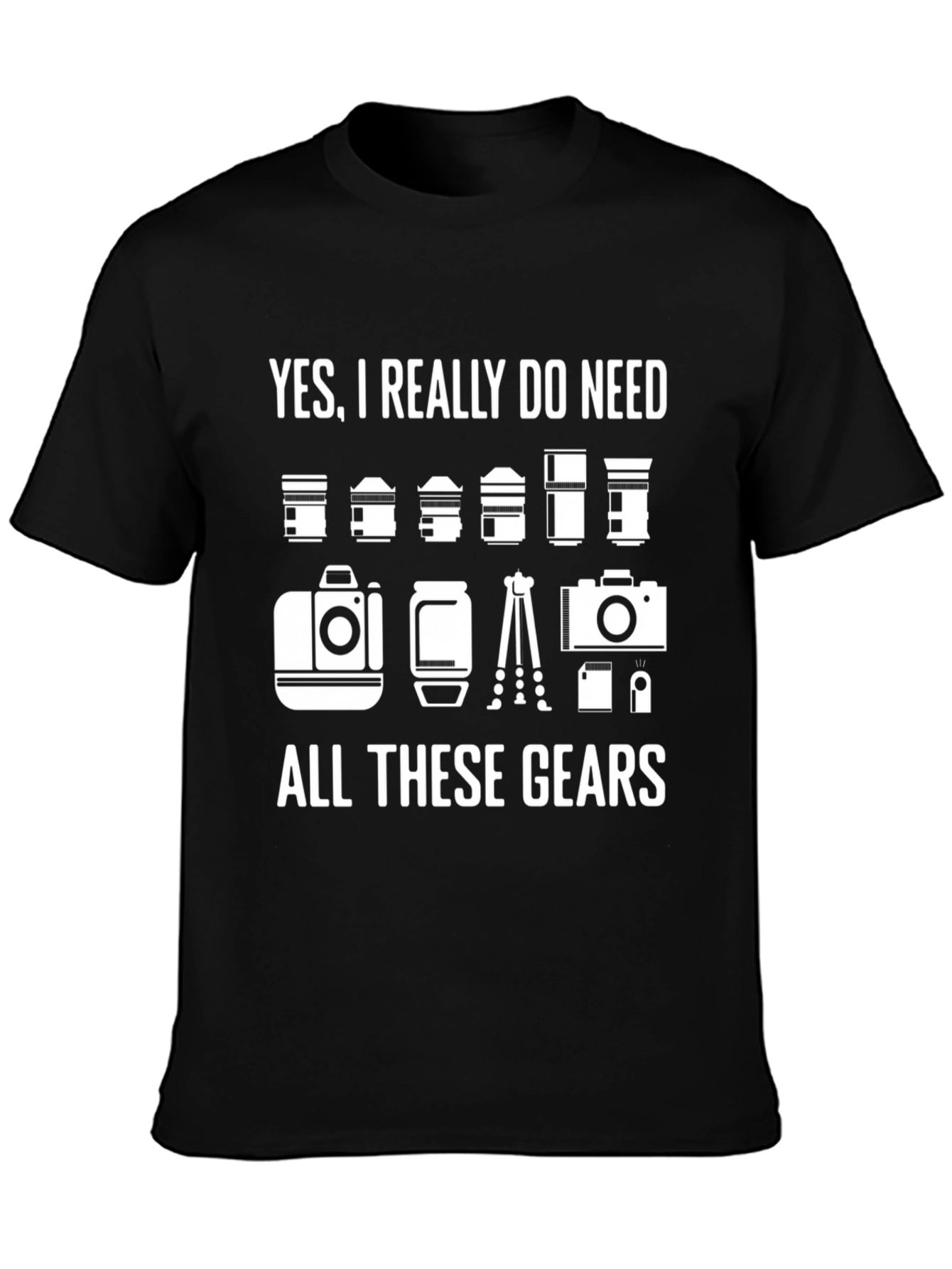 Black Photographer Gear T-Shirt - Funny Camera Lover Tee view 3
