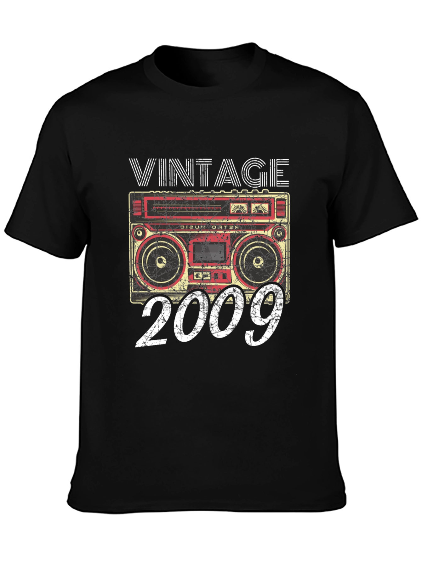 Black Vintage 2009 Boombox Graphic Tee view 3