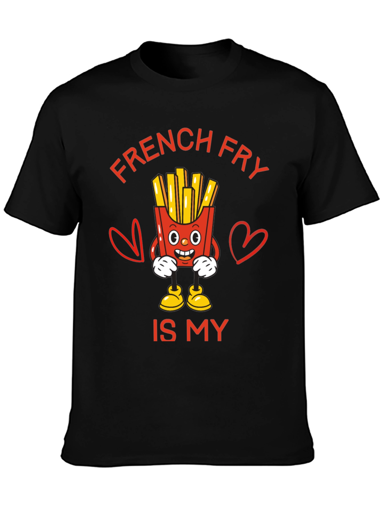 Black French Fry Is My Valentine Funny Graphic T-Shirt view 3