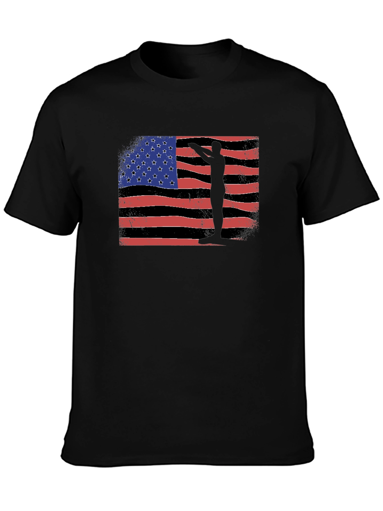 Black American Flag Silhouette Black T-Shirt view 3