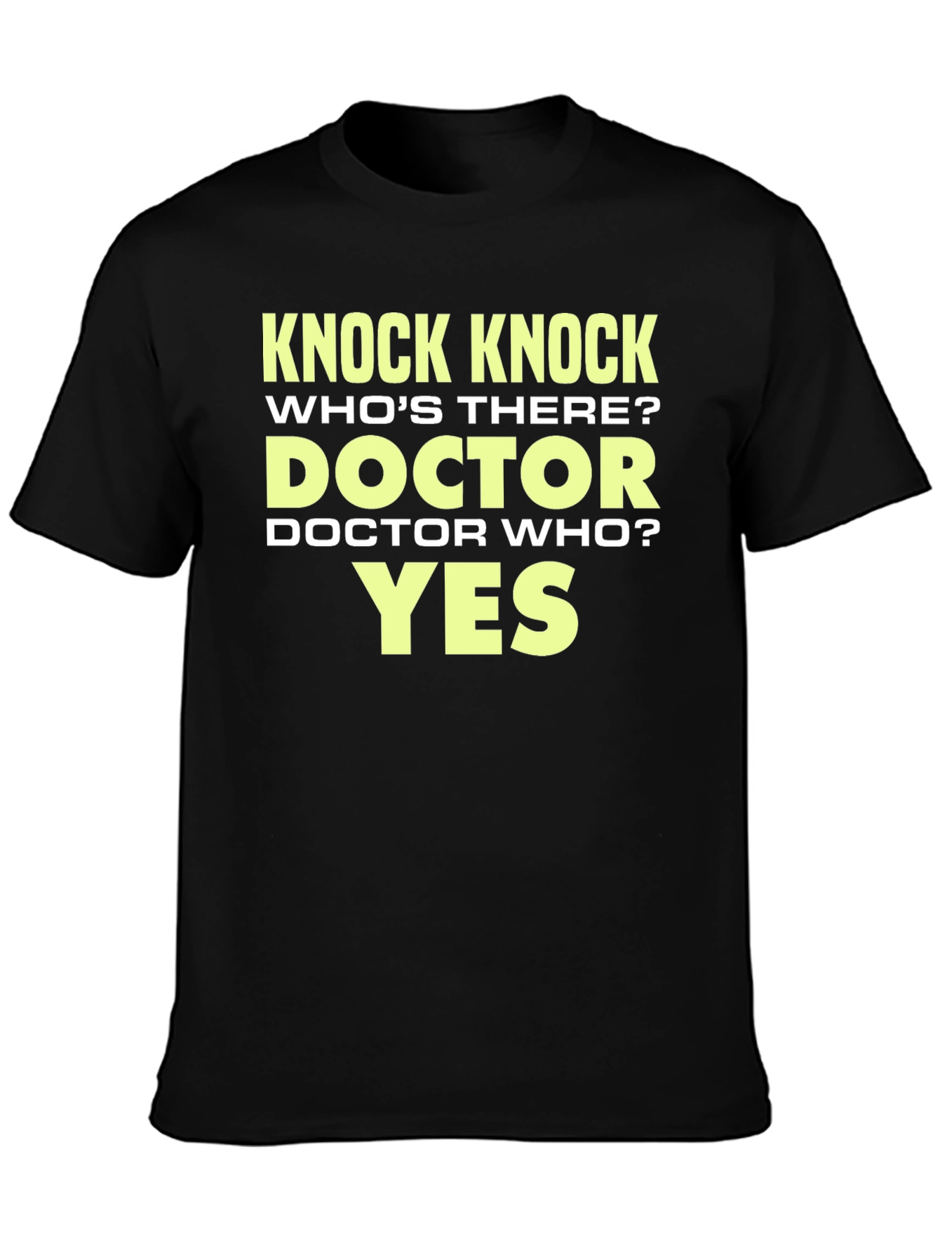 Black Knock Knock Doctor Who? Graphic T-Shirt - Black Cotton Tee view 3