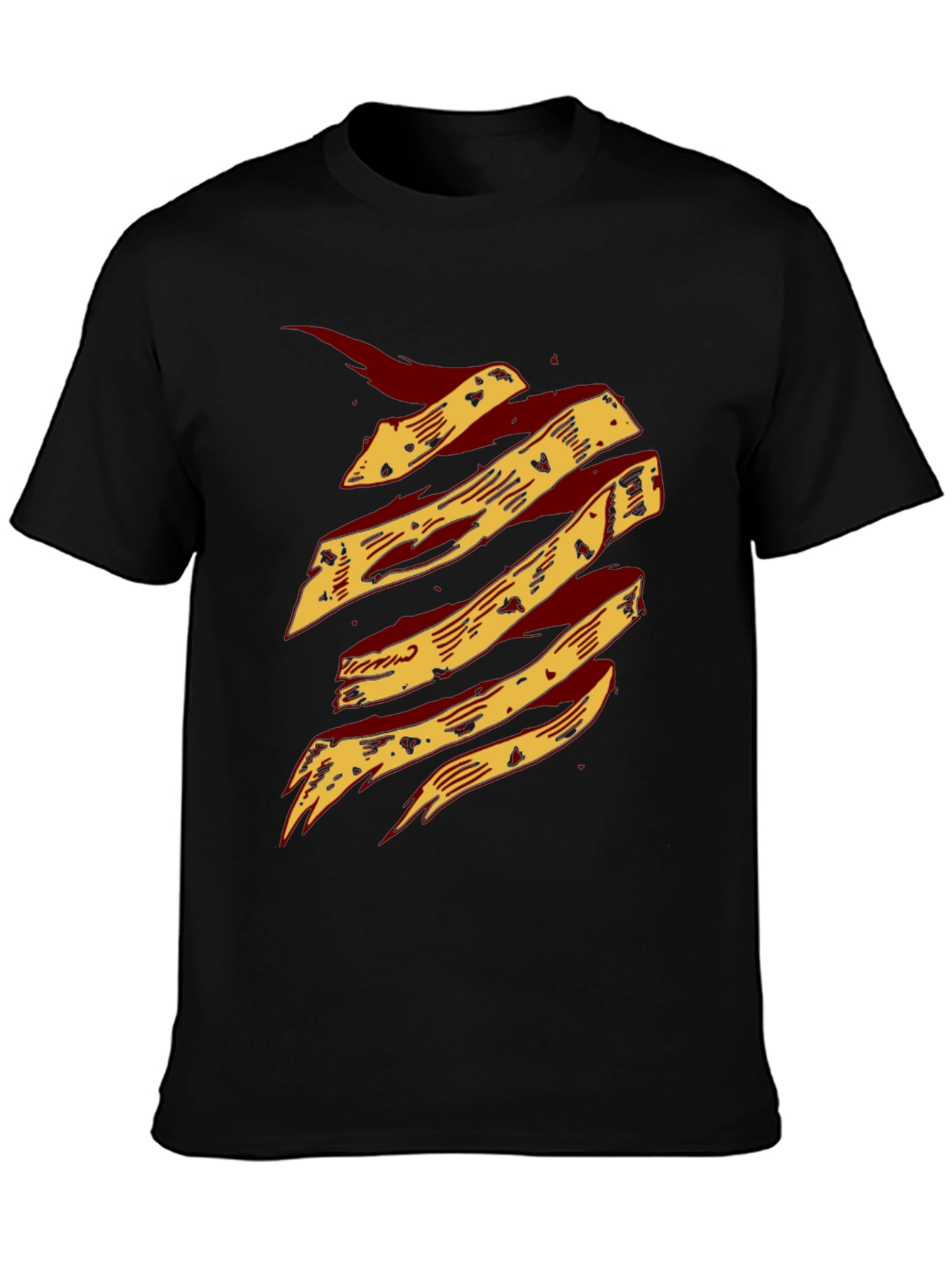 Black Graphic Print T-Shirt - Abstract Design view 3