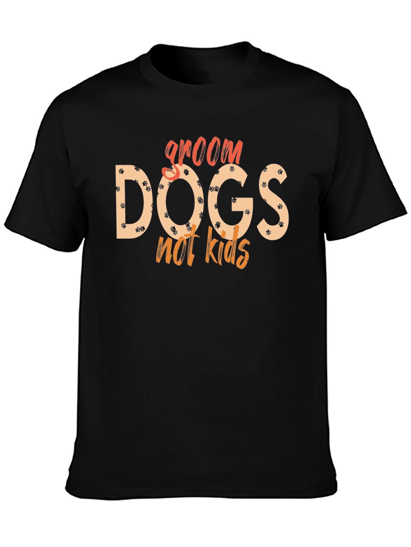 Black Groom Dogs Not Kids Graphic Tee view 3
