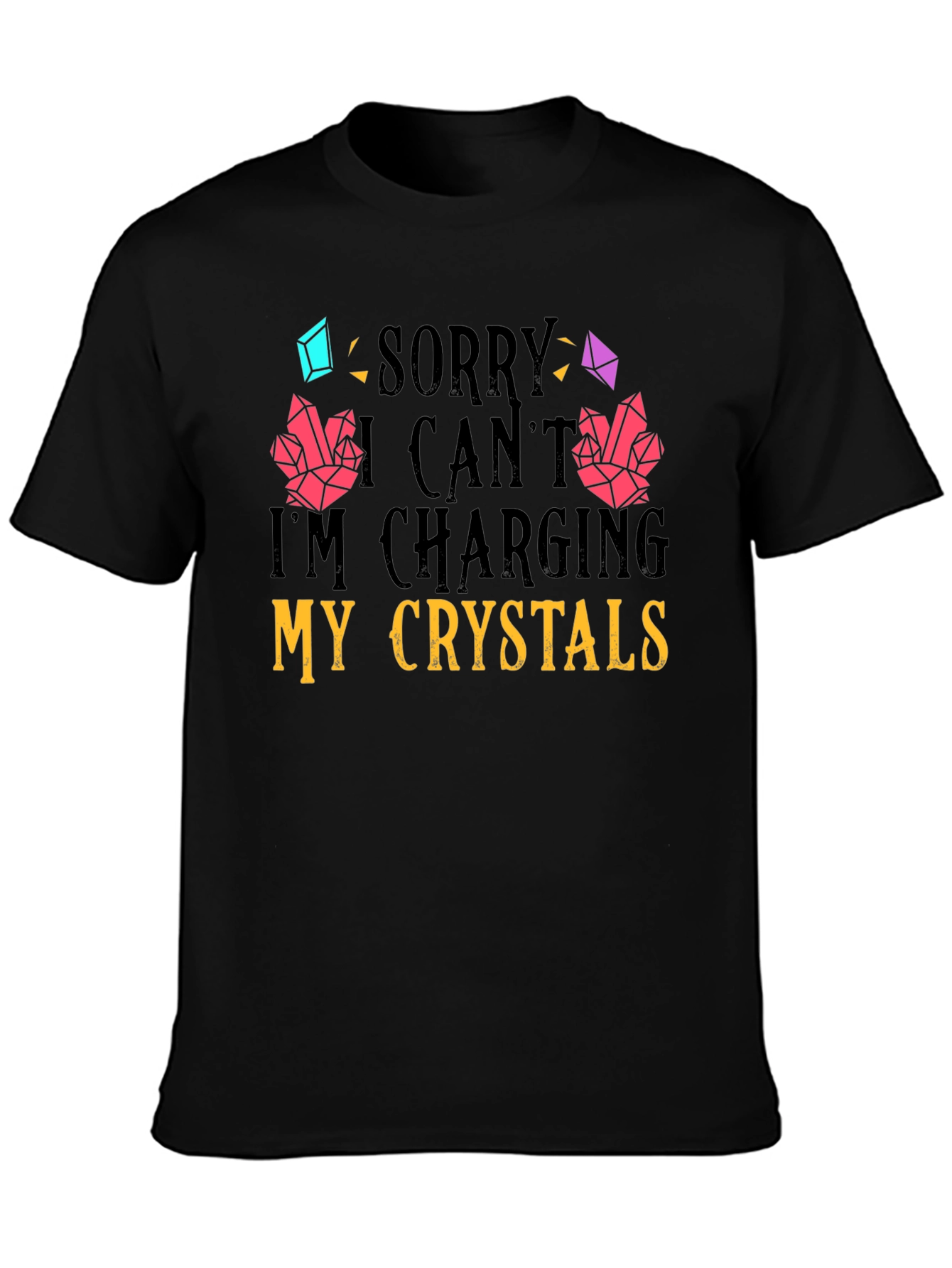 Black Charging Crystals Graphic T-Shirt view 3
