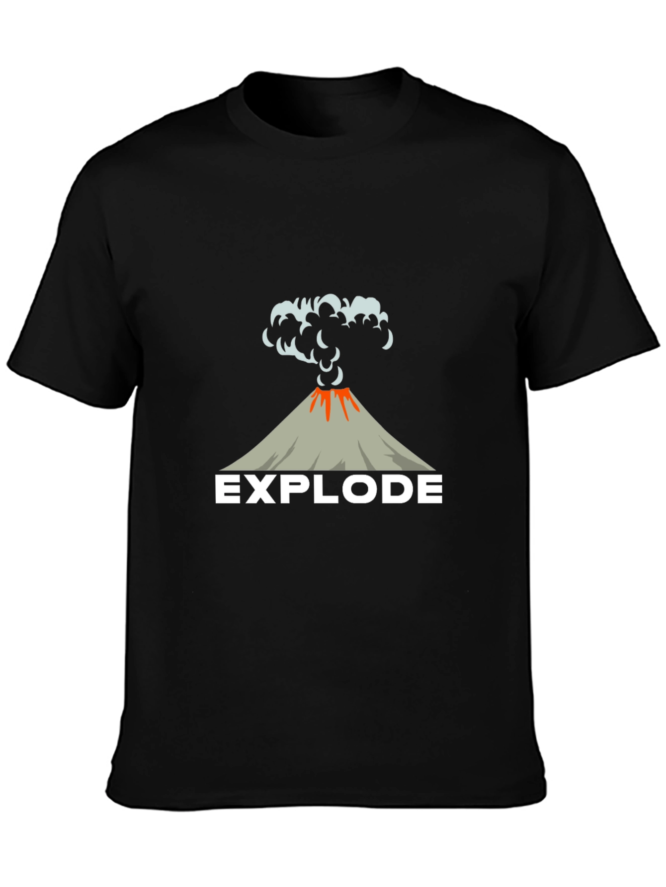 Black Explode Volcano Graphic Tee - Black Cotton T-Shirt view 3