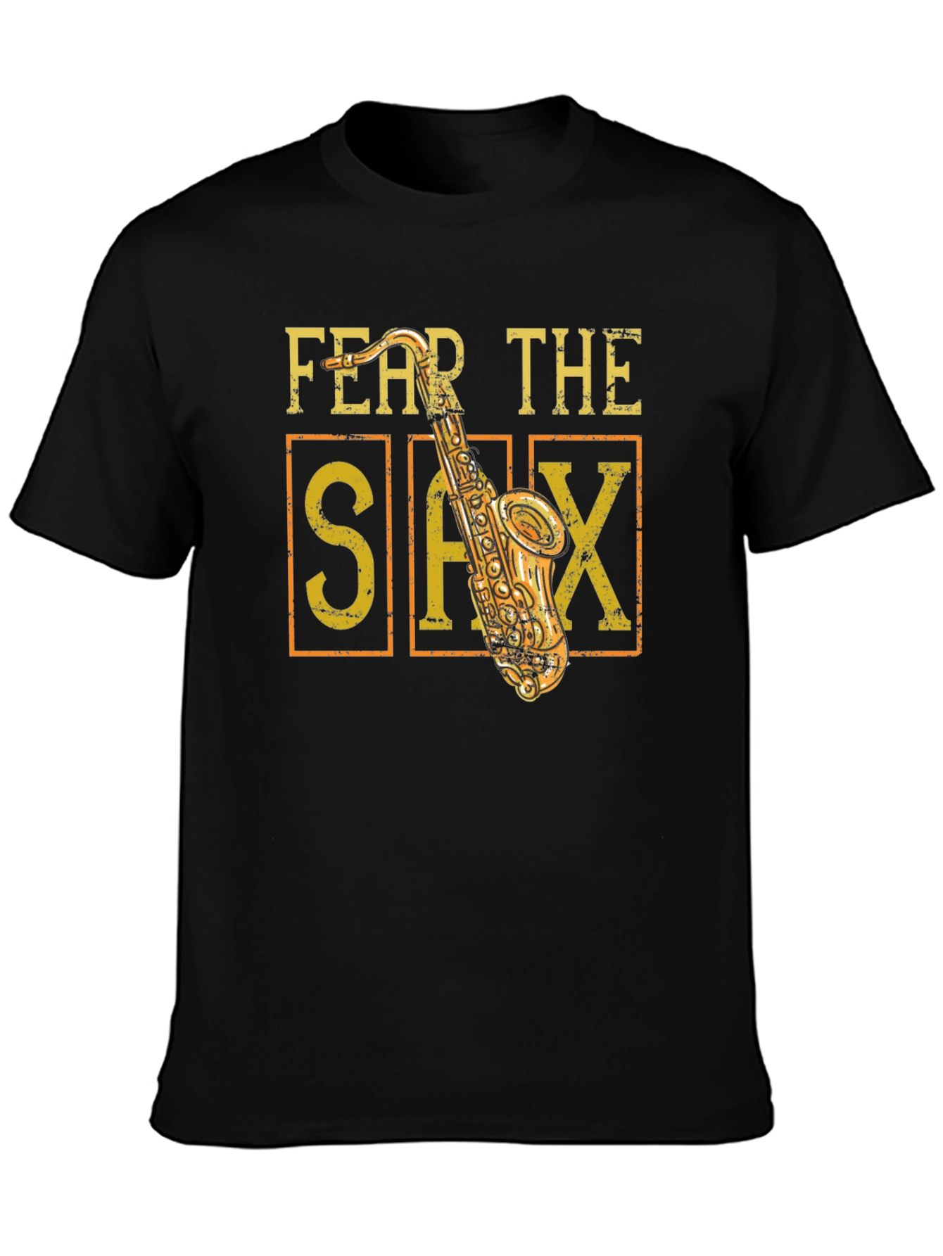 Black Fear The Sax T-Shirt - Musician Tee view 3