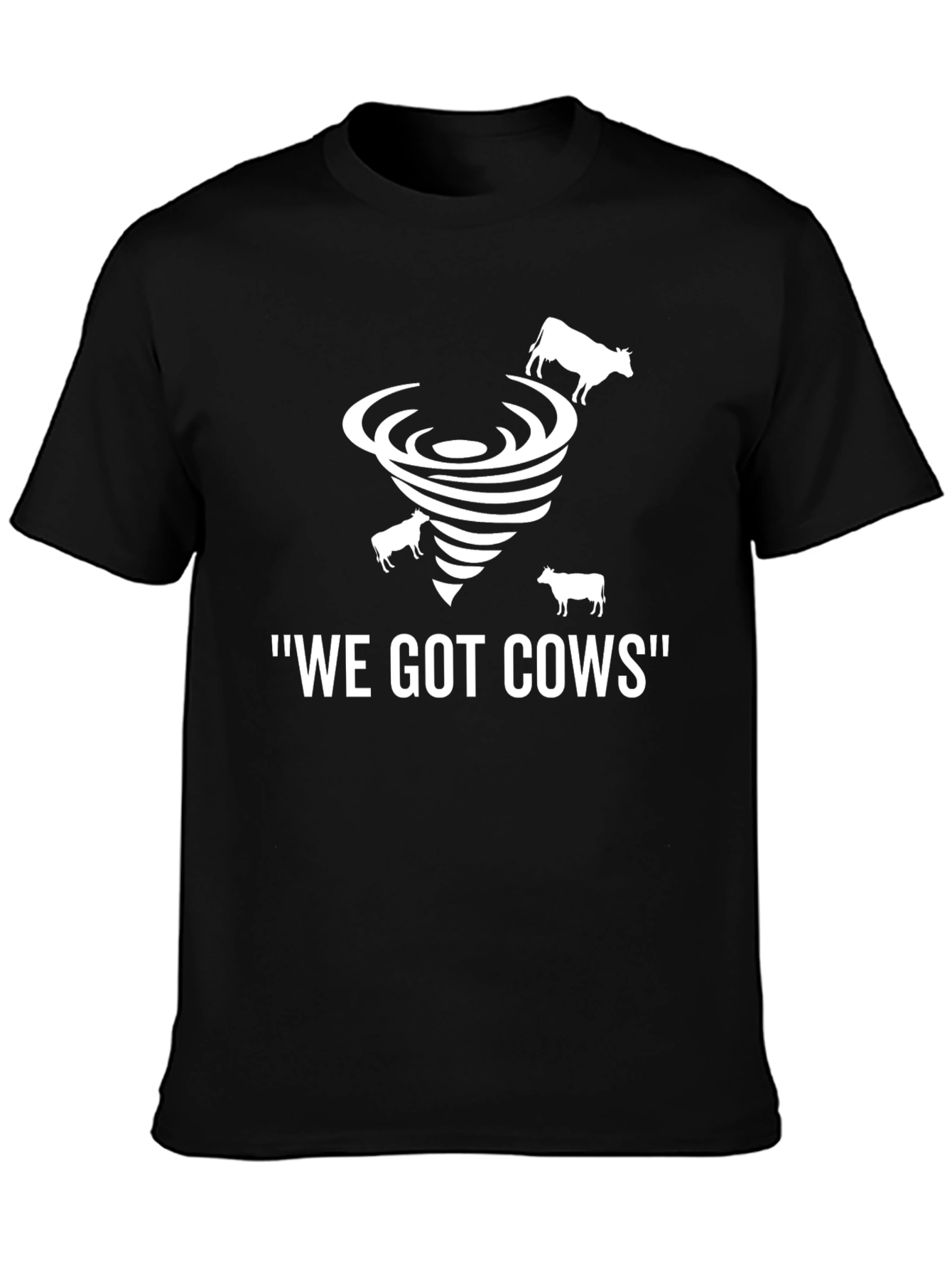 Black We Got Cows Tornado T-Shirt view 3