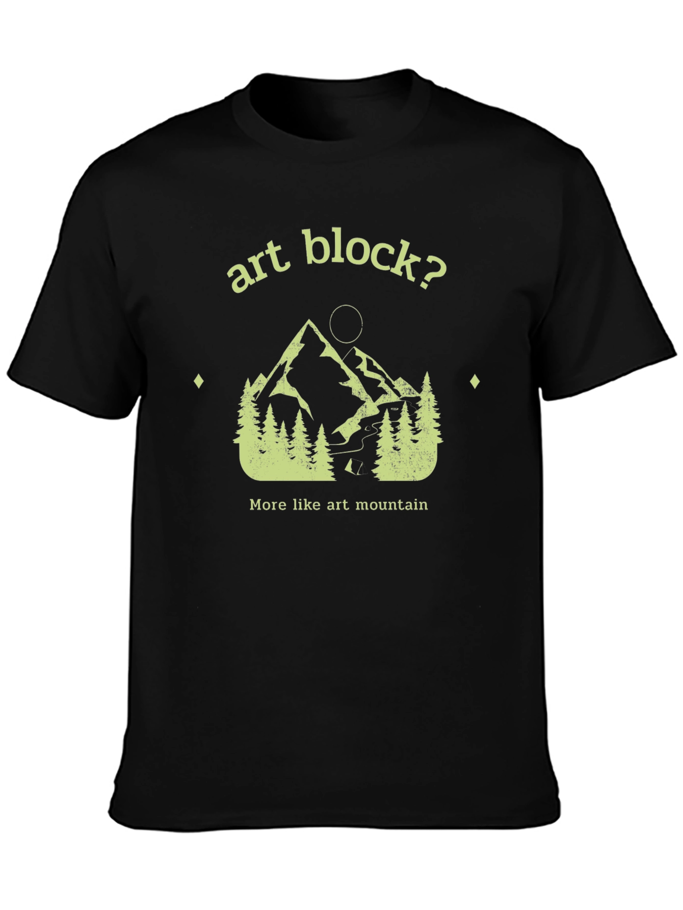 Black Art Block Mountain T-Shirt, Funny Creative Design Tee view 3