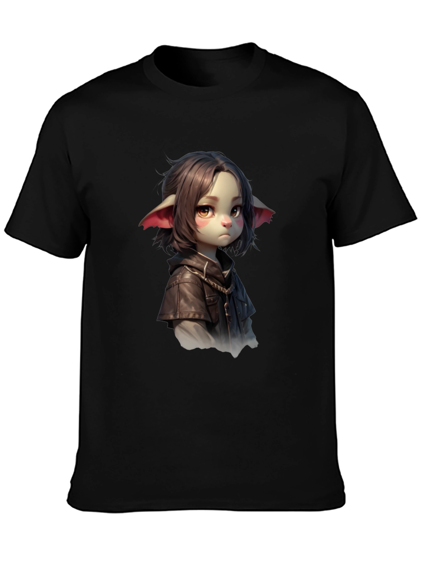 Black Anime Girl Graphic Black T-Shirt view 3