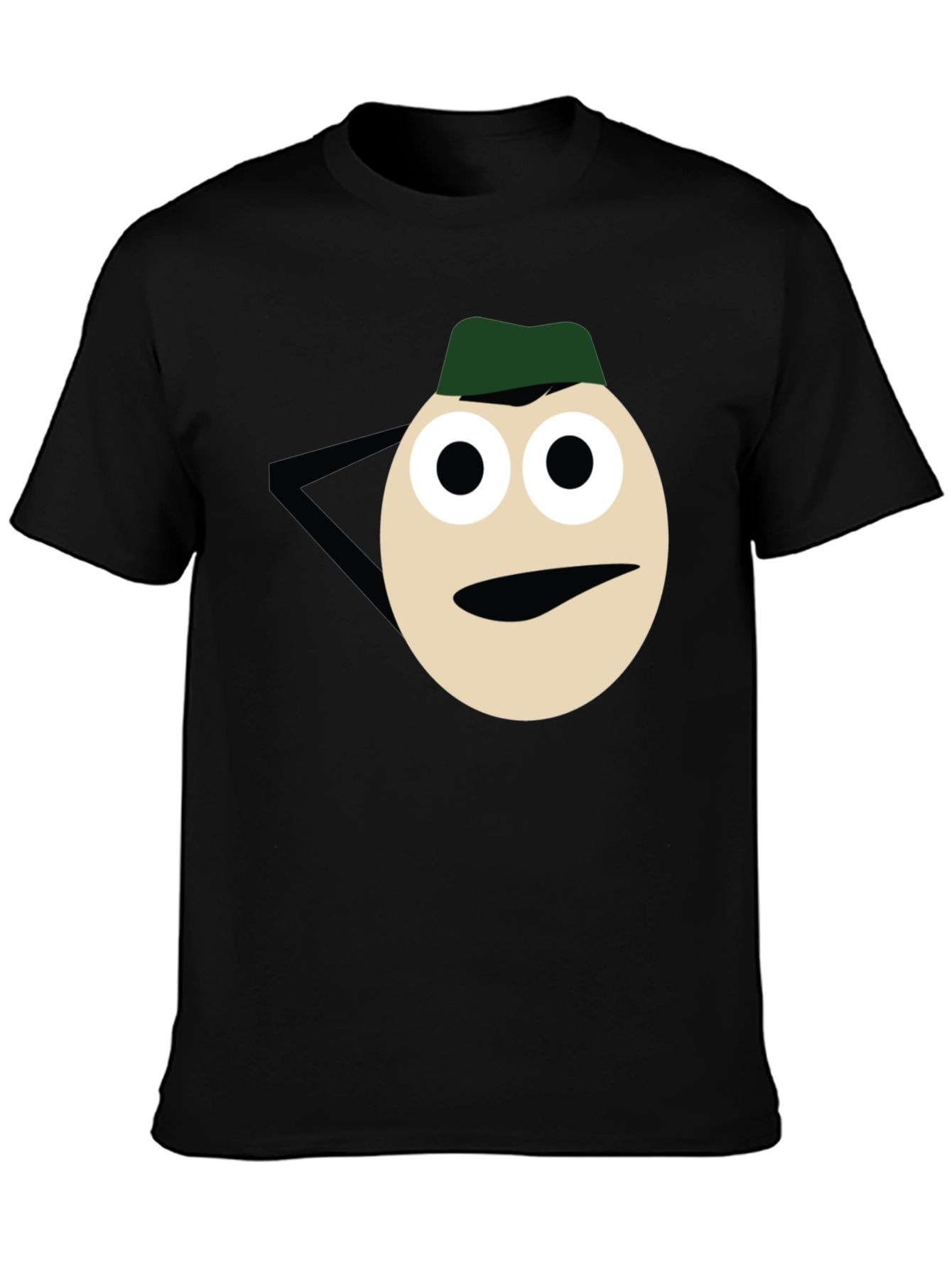 Black Funny Cartoon Face Graphic Tee - Black Casual T-Shirt view 3