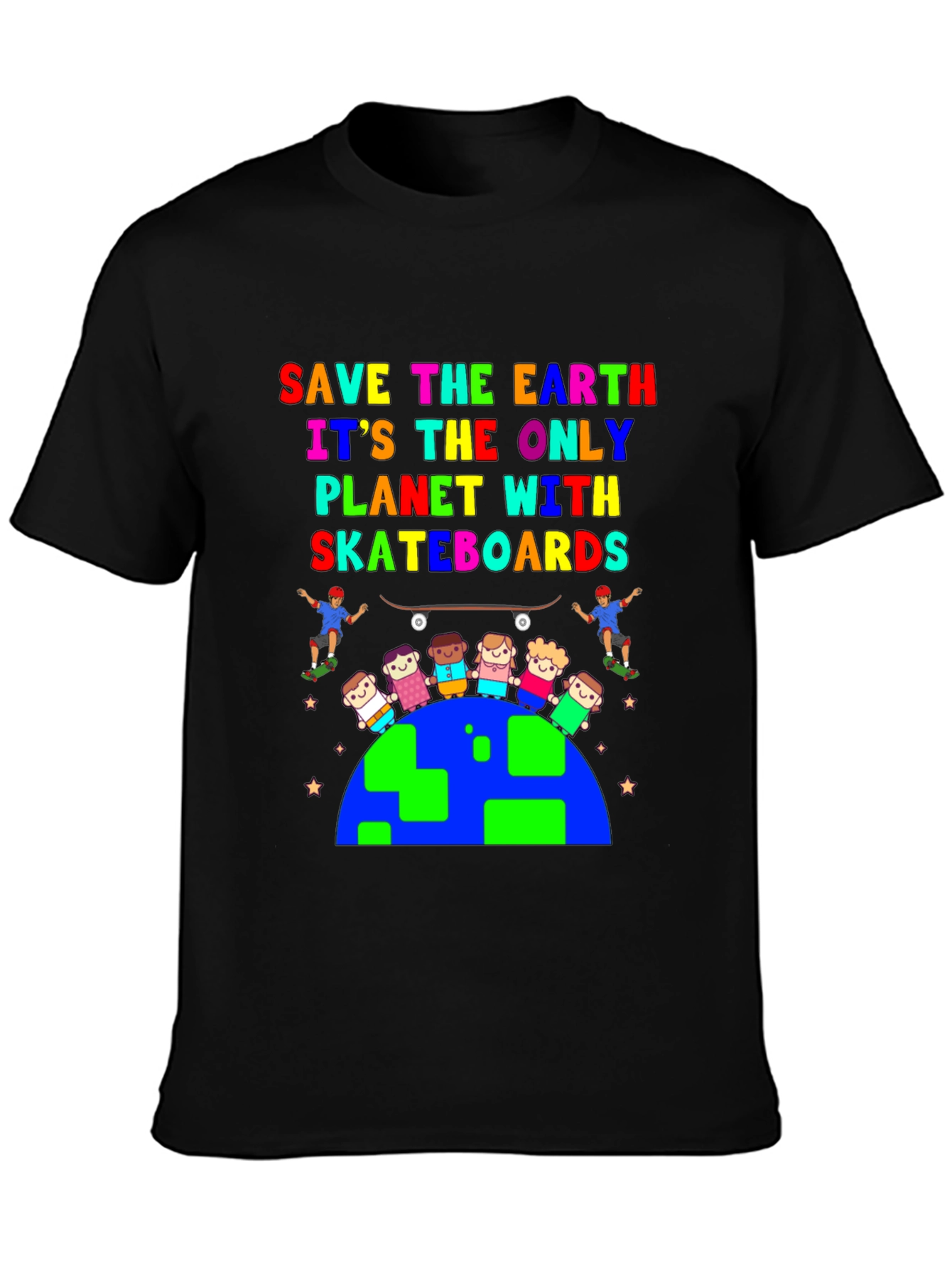 Black Save the Earth Skateboard T-Shirt view 3