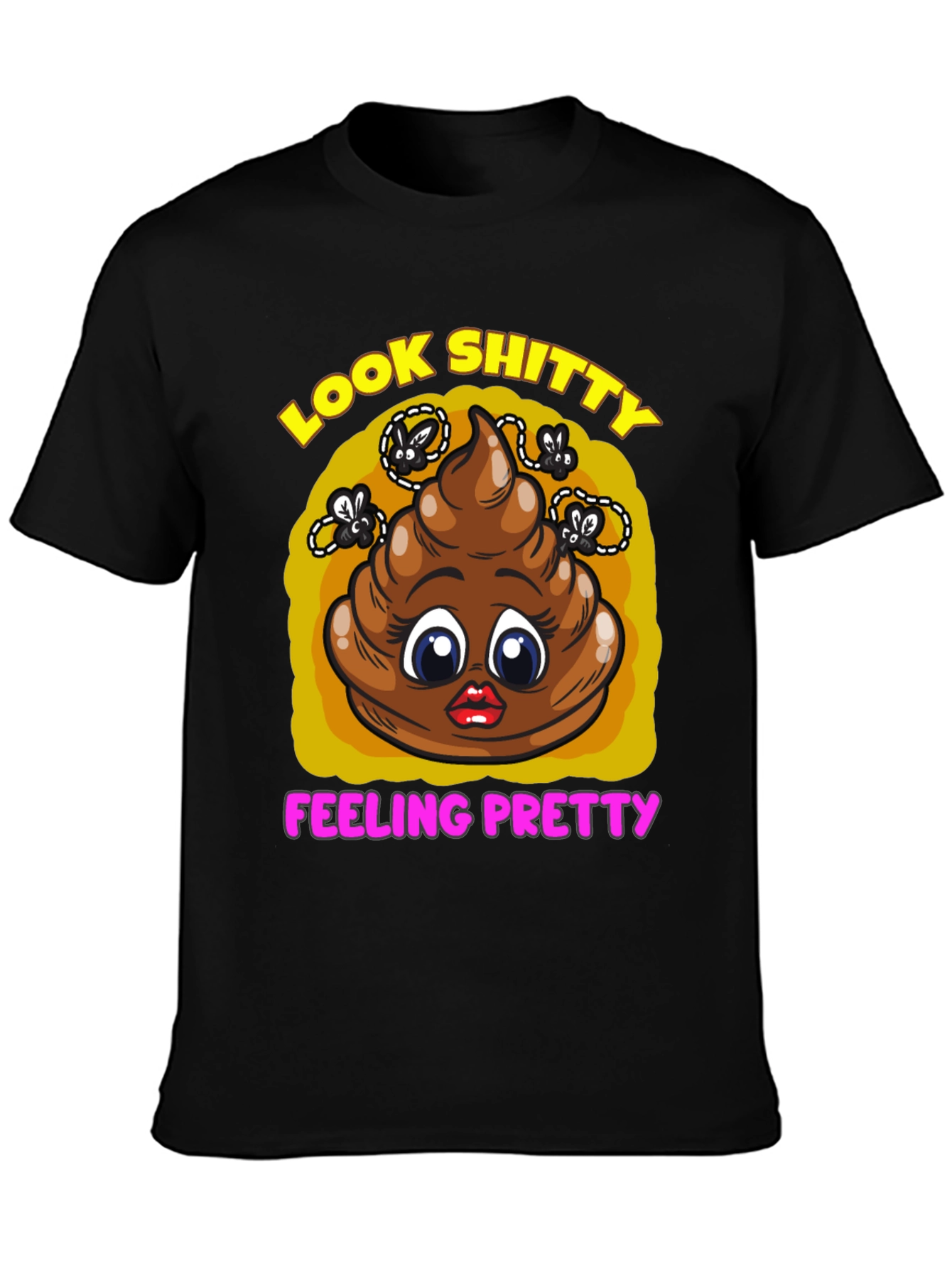 Black Funny "Look Shitty Feeling Pretty" Graphic Tee view 3