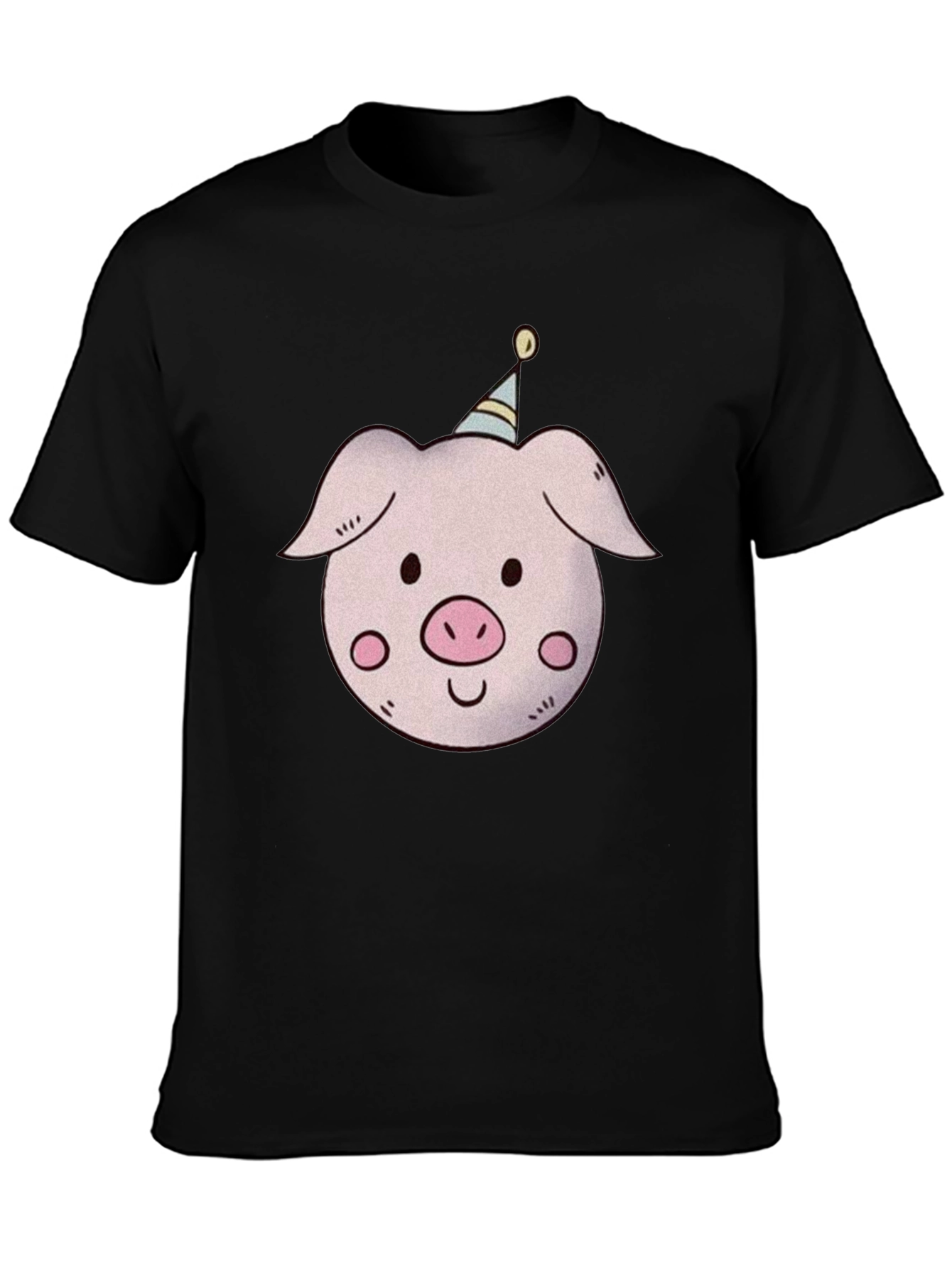 Black Pig with Party Hat T-Shirt - Unisex view 3