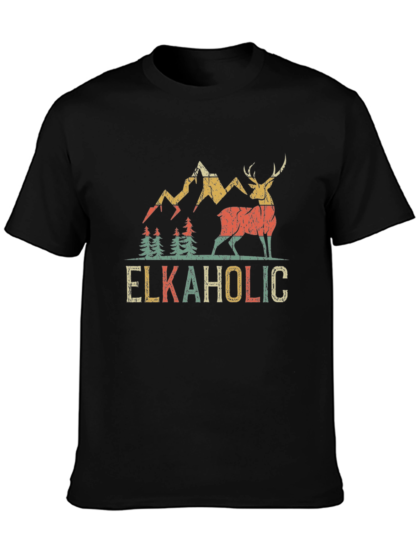 Black Elkaholic Graphic Tee - Men's Black T-Shirt view 3