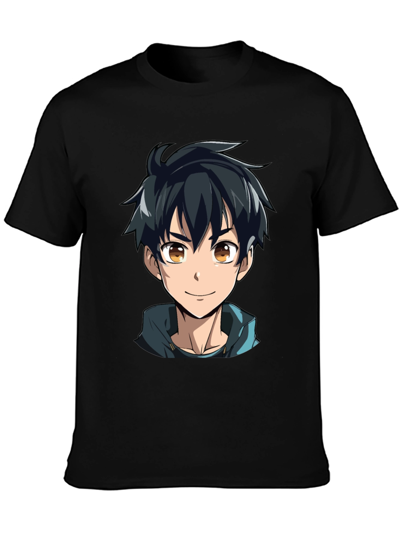 Black Anime Boy Graphic Black T-Shirt view 3