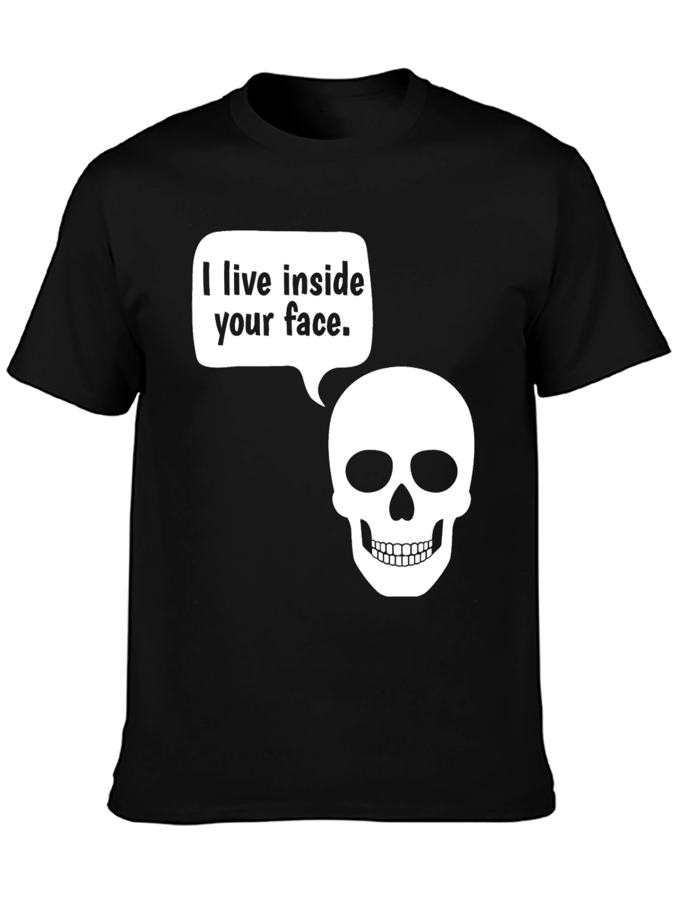 Black Skull Face T-Shirt - Funny Graphic Tee view 3
