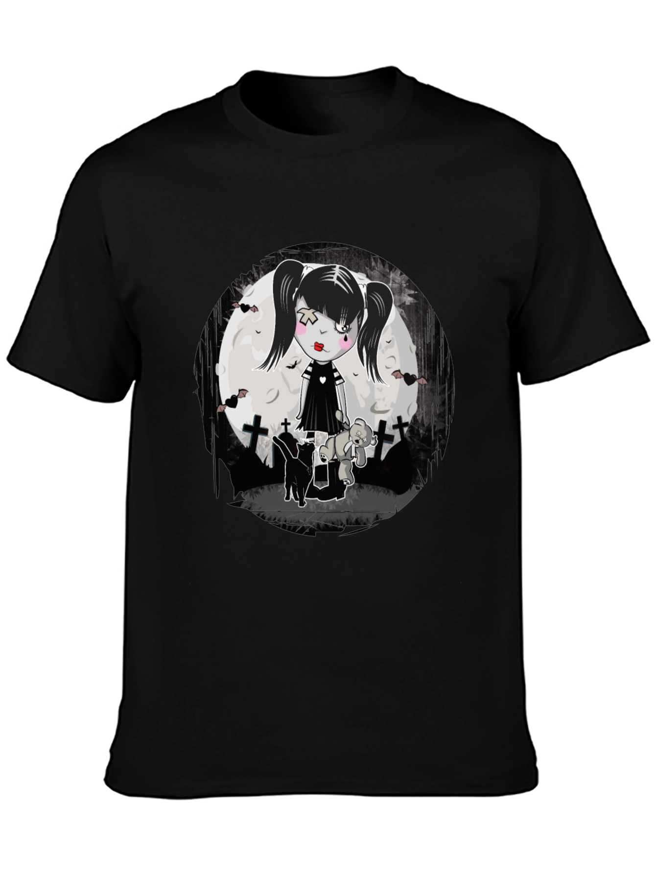 Black Gothic Girl T-Shirt - Emo Style view 3